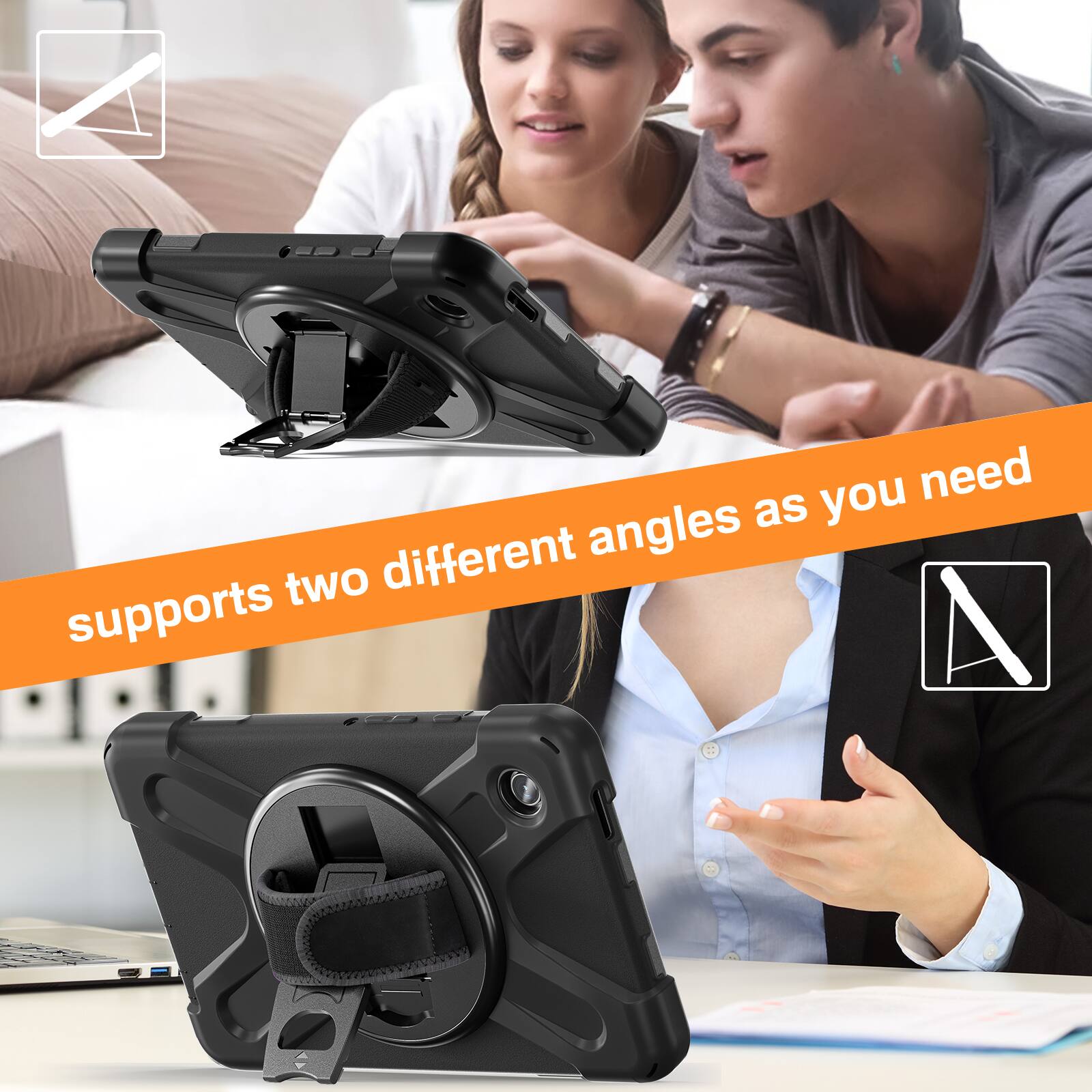 supports two different angles as you need