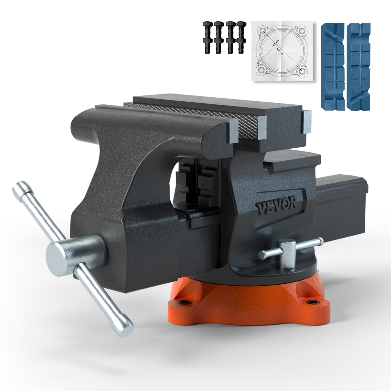 "VEVOR - Bench Vise, 6.5"" Jaw Width 6.5"" Forward &9.3"" Reverse Opening, 360-Degree Swivel Locking Base Multipurpose Workbench - Dark Gray" price history on PriceWatchPro