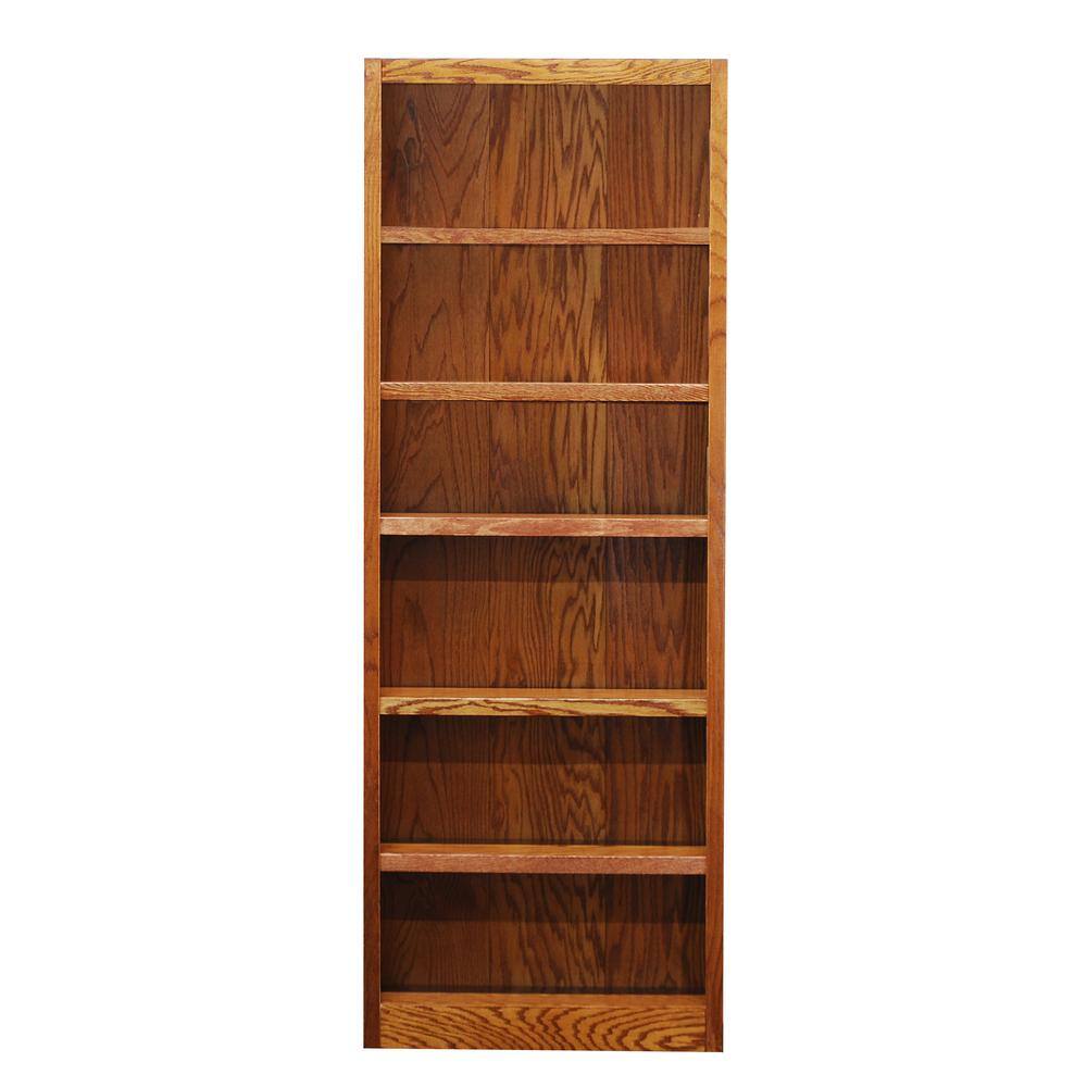 Angle. Concepts in Wood - Single Wide Bookcase 6 Shelves Dry Oak Finish - Brown.