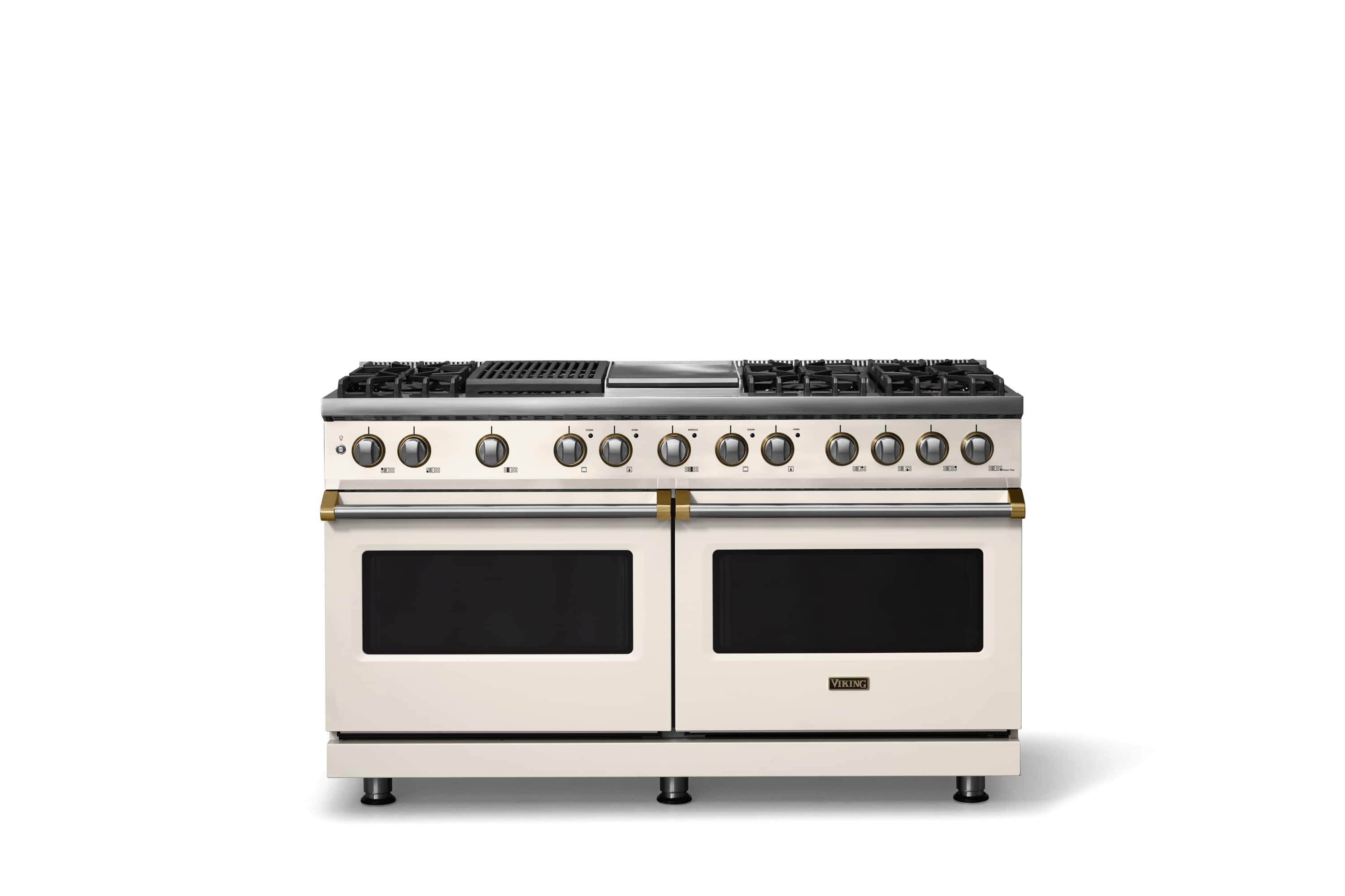 Viking - Pro 5 Series 9.4 Cu. Ft. Freestanding Self-Clean Sealed 8B DF Convection Range/Grdl/Grill-Pure White/Brushed Brass Trim - Pure White price history on PriceWatchPro
