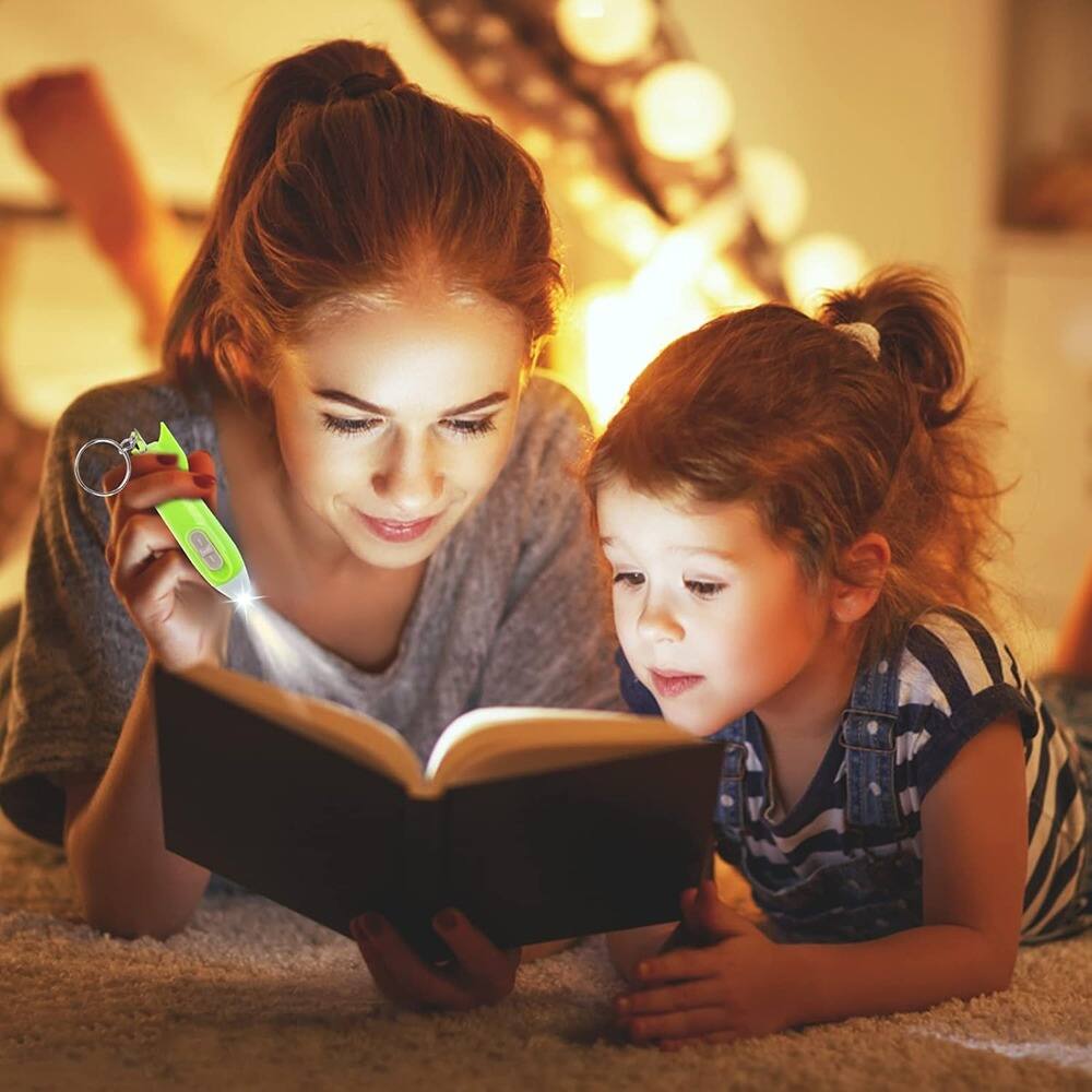 Angle. ACJPR - 48-Pack Mini LED Keychain Flashlights – Helicopter & Rocket Designs, Colorful LEDs.