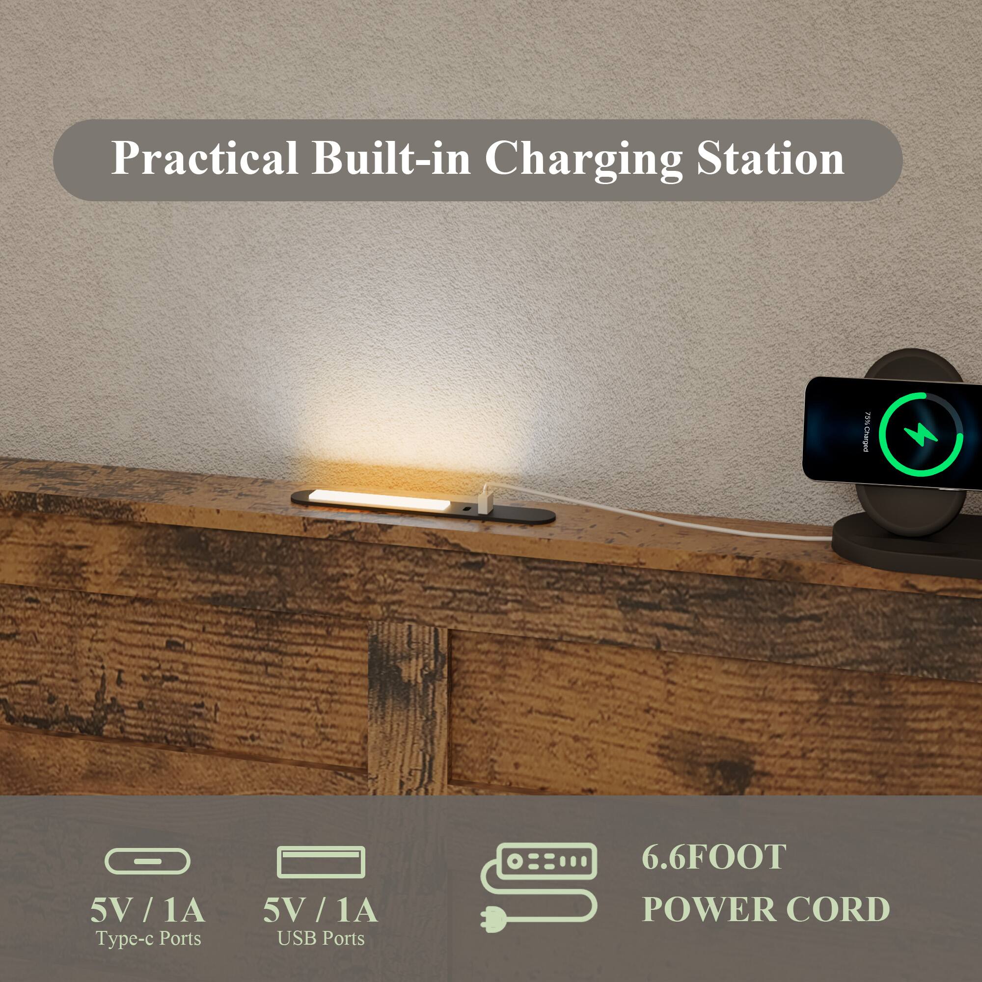 Practical Built-in Charging Station

- 5V / 1A Type-c Ports
- 5V / 1A USB Ports
- 6.6FOOT POWER CORD