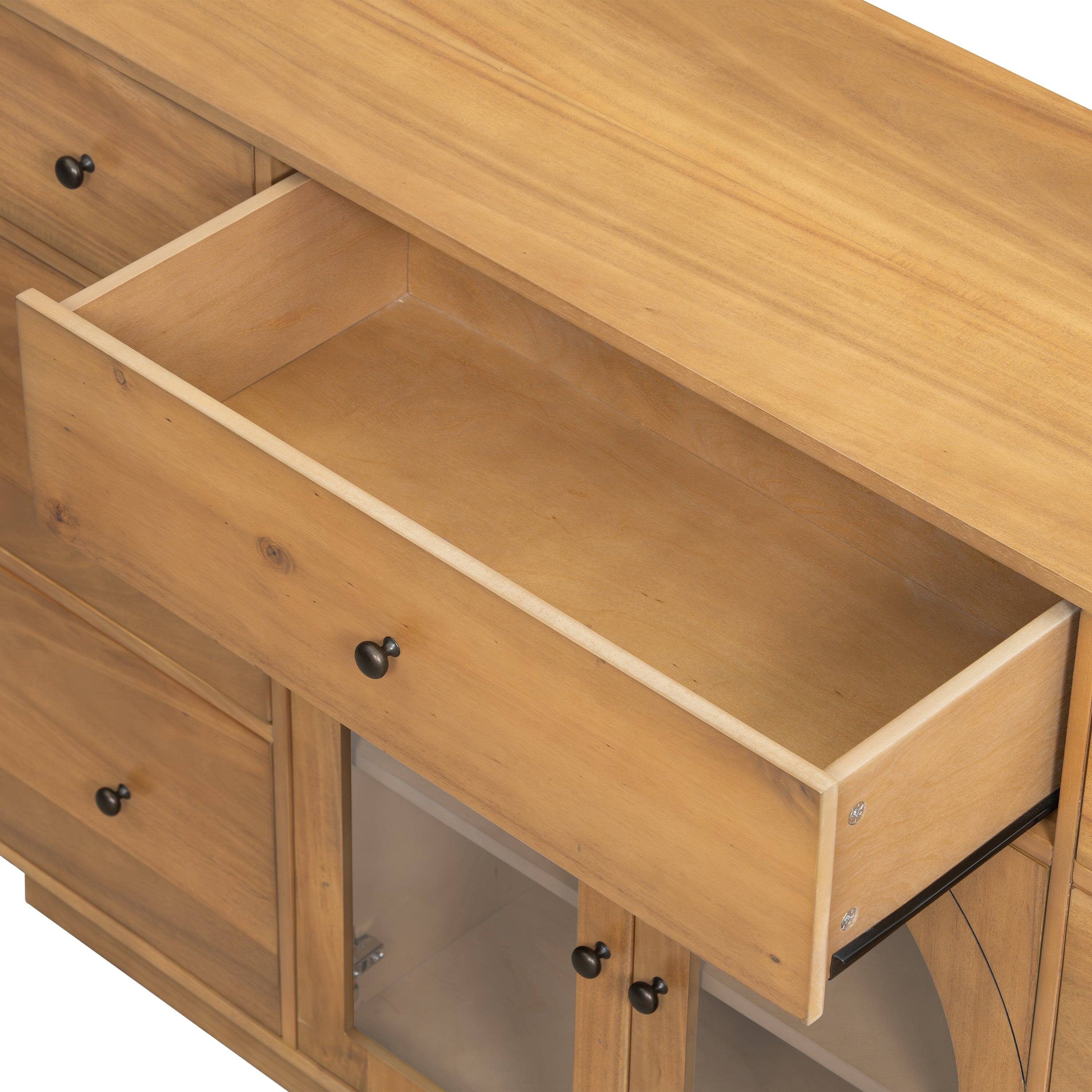 Alt View 8. Boyel Living - Large Entryway Storage Cabinet with Two Doors Seven Drawers Natural Wood Buffet Sideboard - Natural.