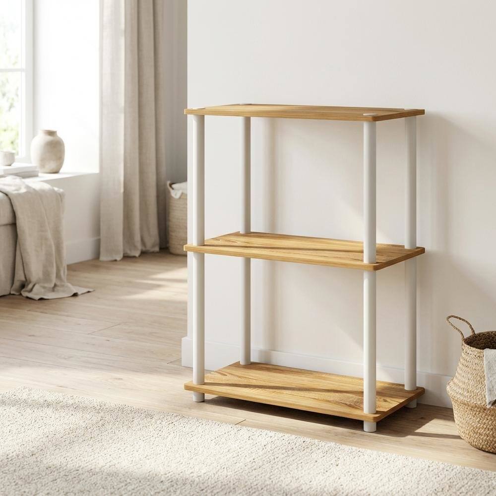 Left. FurniFact - Wooden bookcase with open shelving for versatile storage - Sonoma Oak/White.