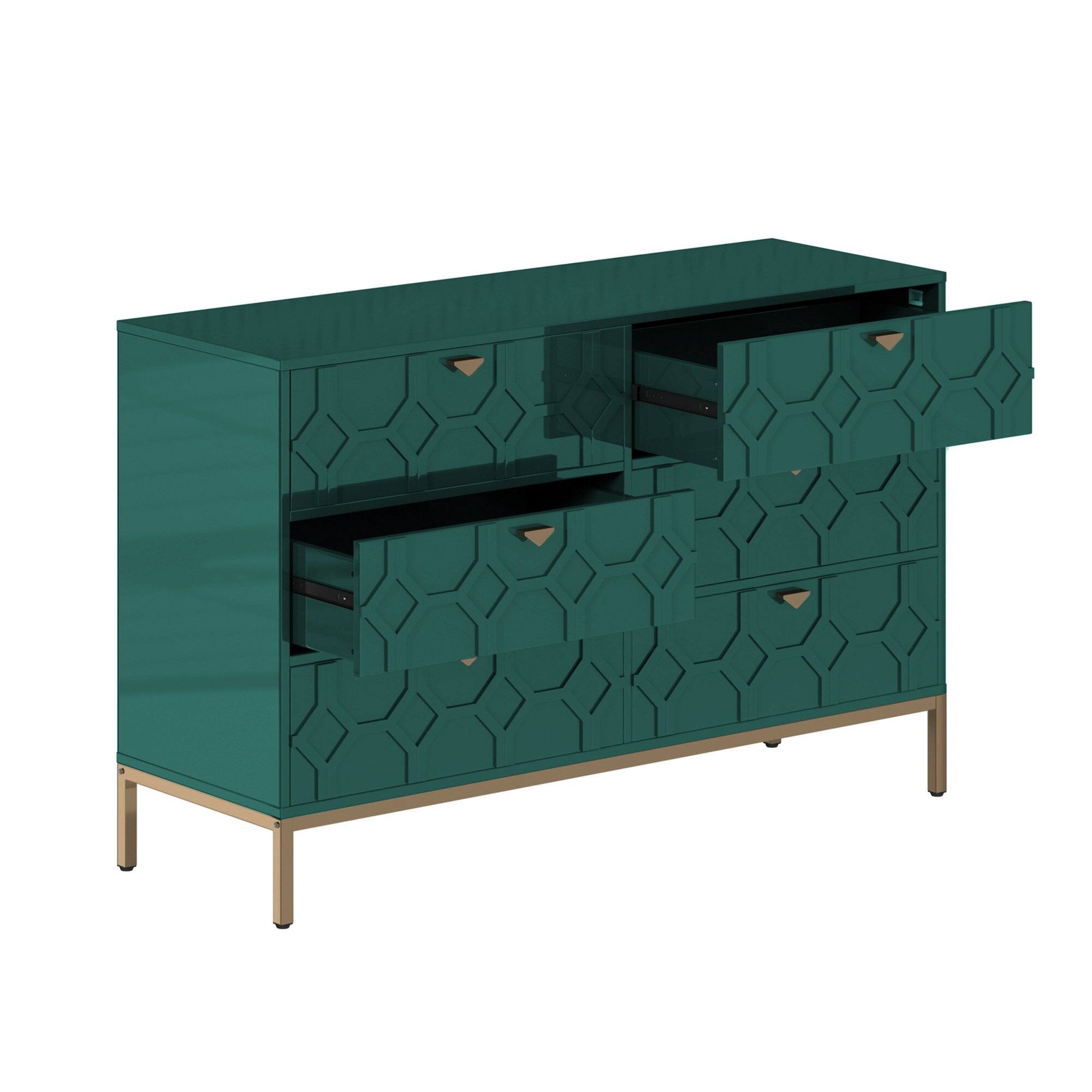 Alt View 7. Boyel Living - 31.77 in. H Freestanding Storage Cabinet Green 6 Drawer Accent Cabinet - Green.