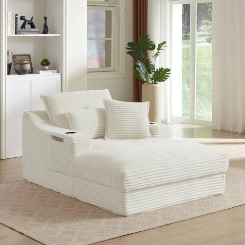 Alt View 1. Loheer - Loheer- 3.93 ft White Modern Compression Sofa Cushioned Lounge Chair for Apartment Bedroom Living Room - White.
