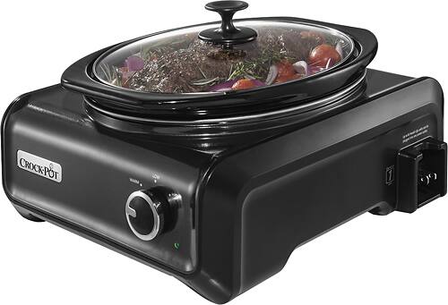 Crock-Pot® - 3-Quart Double Slow Cooker - Charcoal - Larger Front