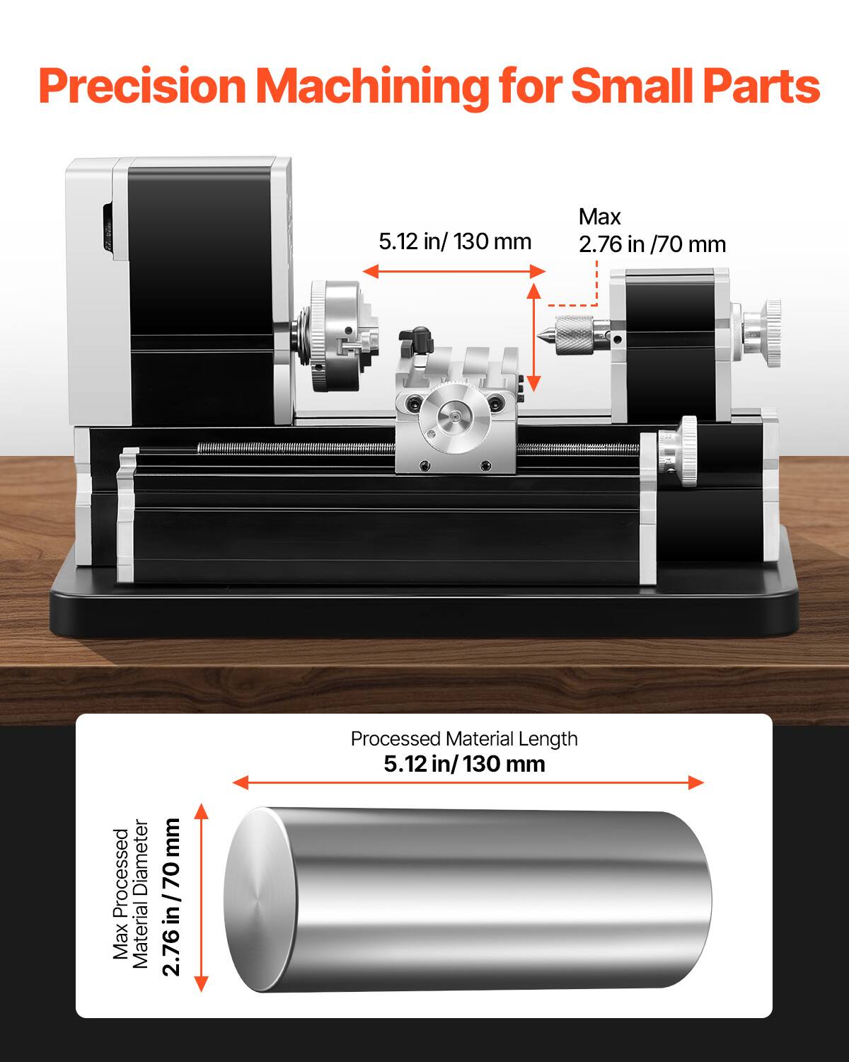 Precision Machining for Small Parts

Max 5.12 in / 130 mm

Max Processed Diameter 2.76 in / 70 mm

Max Processed Material Length 5.12 in / 130 mm