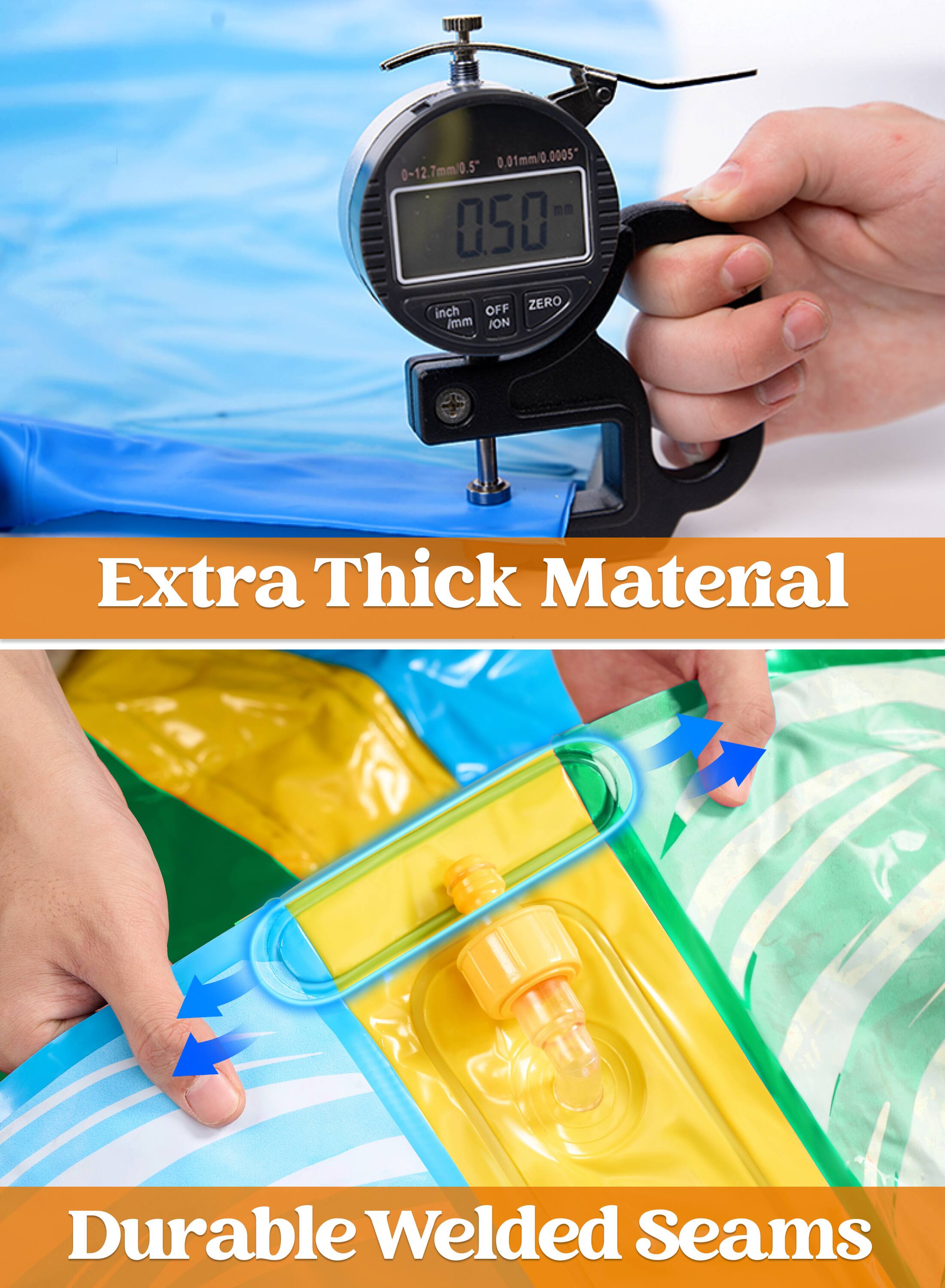 0.01mm/0.0005 0.01 0-12.7mm/0.5"  
0.50mm  
OFF ZERO inch mm  
ION  
Extra Thick Material  
Durable Welded Seams