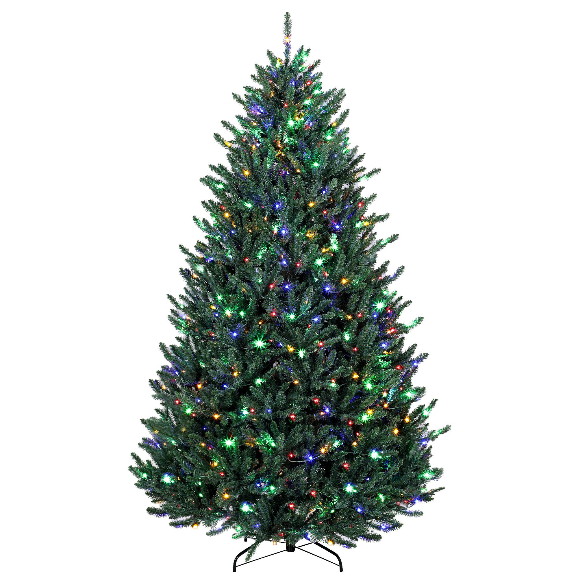 Front. Homcom - Prelit Christmas Tree, Colorado Blue Spruce, Easy Plug - Green.