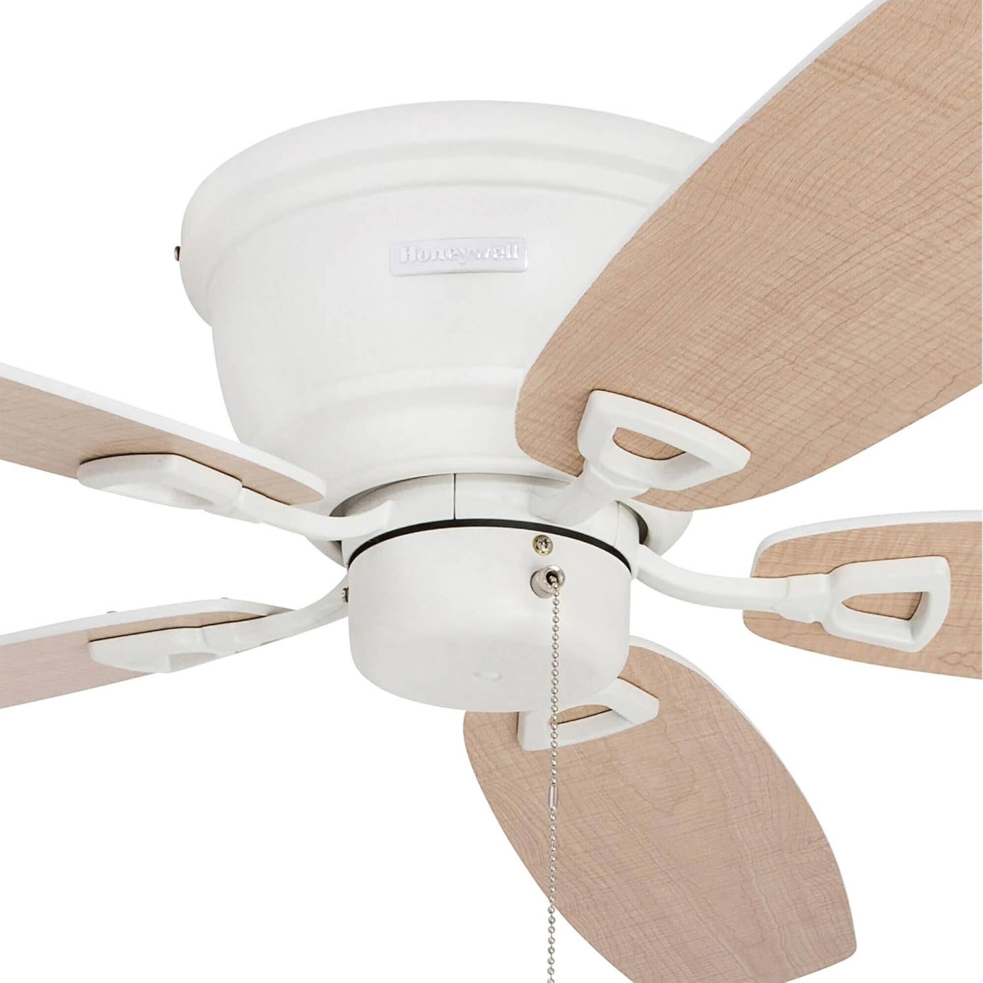 Alt View 8. Honeywell - Honeywell Glen Alden 52" Indoor Ceiling Fan with Pull Chain, No Light, White - White.