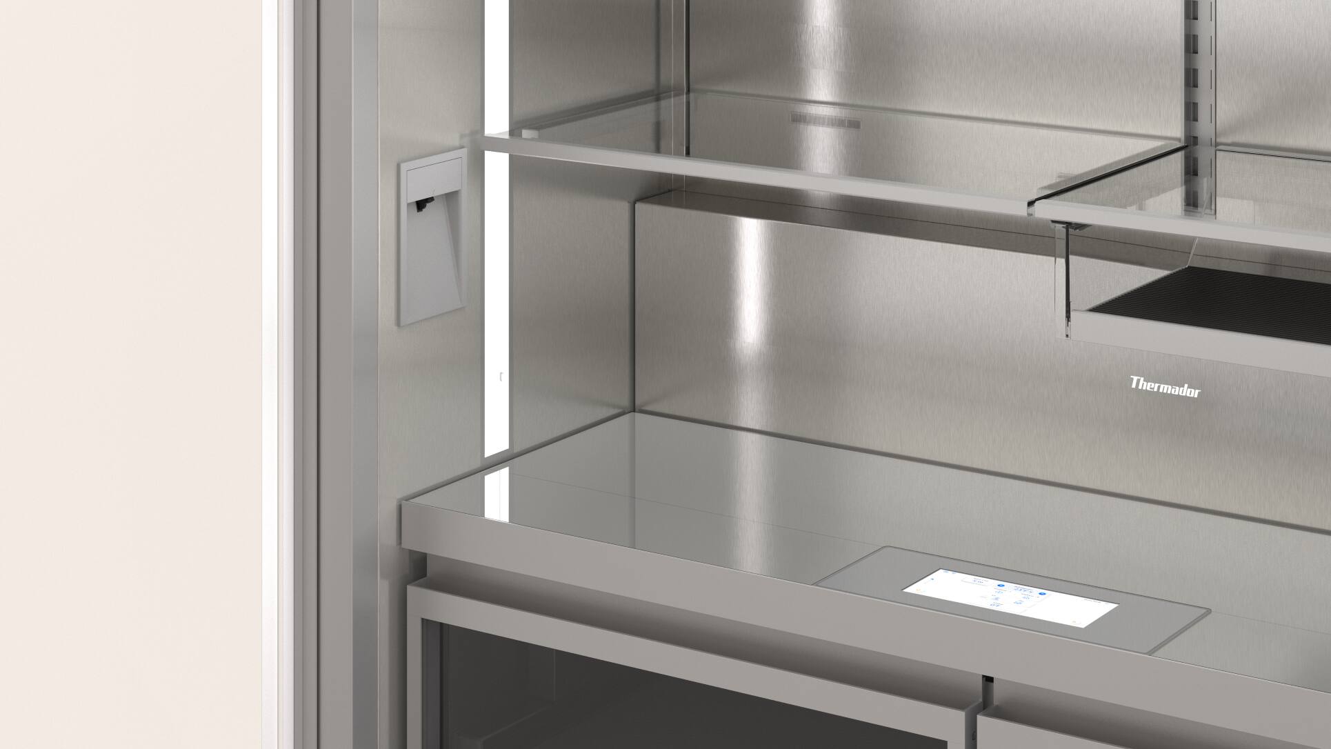 Alt View 2. Thermador - Freedom Collection 48 in Wide 26.8 Cu. Ft. Smart Built-in French Door Bottom Freezer Refrigerator, Professional Handles - Stainless Steel.