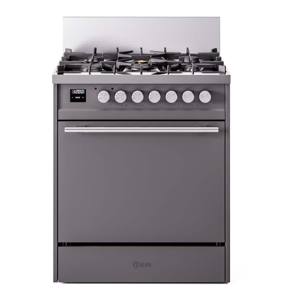ILVE - Professional Plus II 30 inch Dual Fuel Range with 5 Burners (Liquid Propane, Graphite Matte) - Graphite Matte