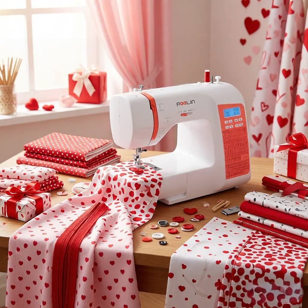 Angle. Poolin - 【Back to School Deal】EOC02-RED 293 Stitches Computerized Sewing Machine LCD Screen with Full accessories for DIY & Gift - White.