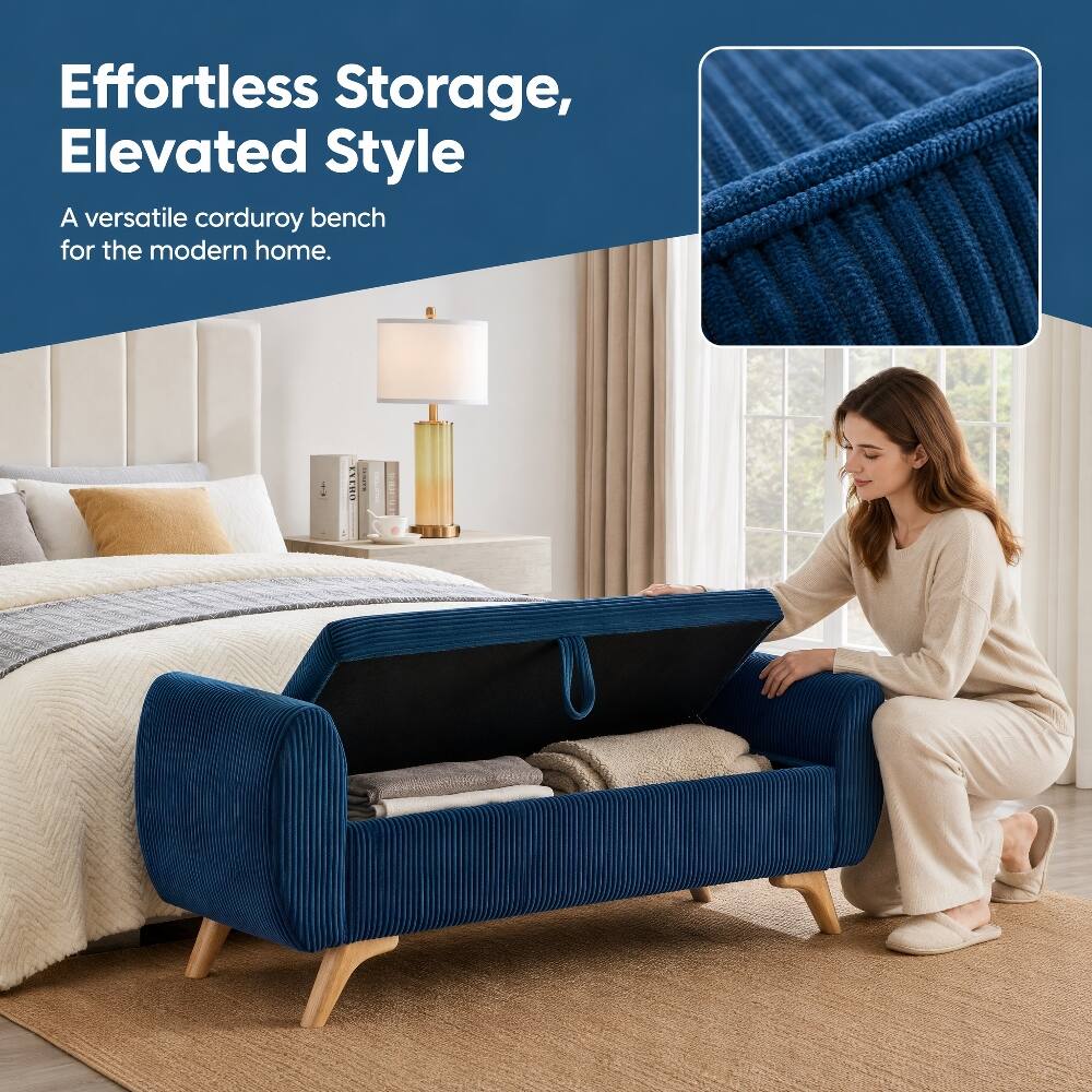 Effortless Storage, Elevated Style  
A versatile corduroy bench for the modern home.