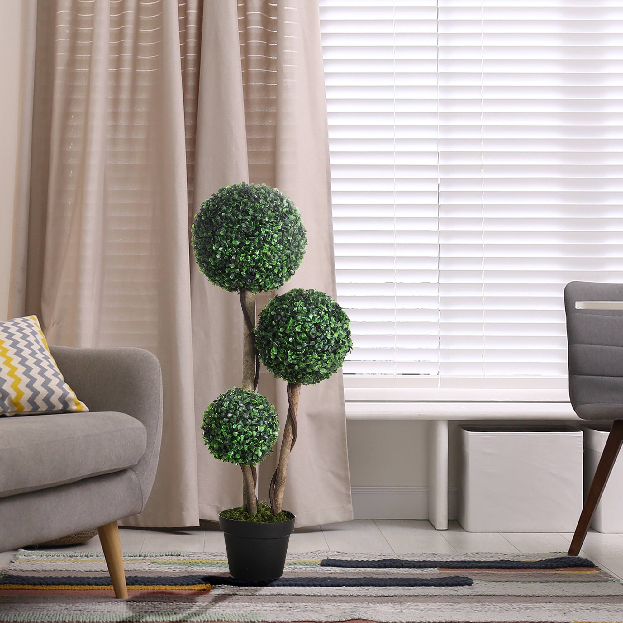 Alt View 1. Homcom - Plant for Home Decor Indoor & Outdoor Fake Plants Artificial Tree in Pot - Dark Green.