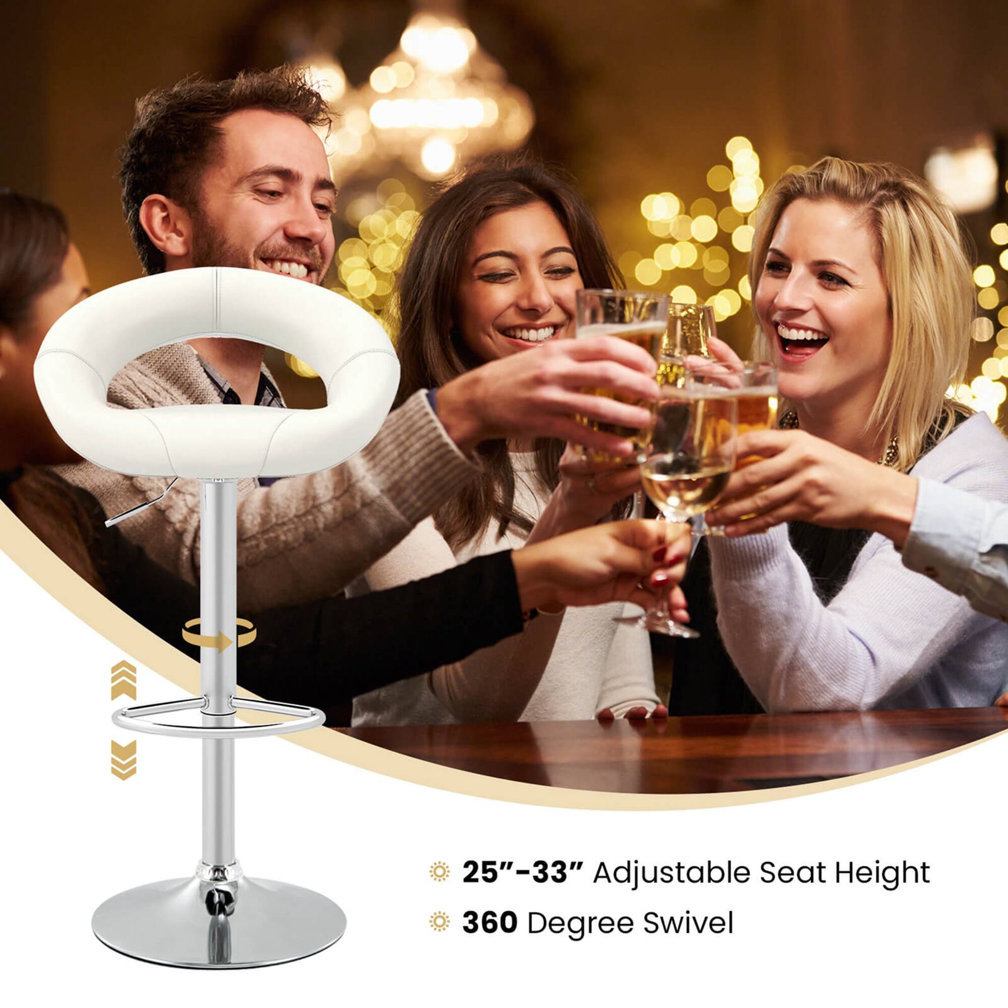 25"-33" Adjustable Seat Height  
360 Degree Swivel