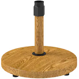 Outsunny - Patio Umbrella Base Holder, Outdoor Umbrella Base with Adjustable Pads, Heavy Duty Patio Umbrella Stand Base - Natural Wood
