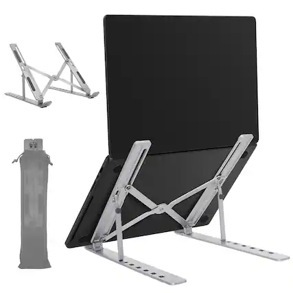 Front. Vena - Portable Laptop Stand for Desk, Foldable Laptop Stand Compact, Adjustable Travel Computer Stand for Macbook iPad Lenovo - Silver.