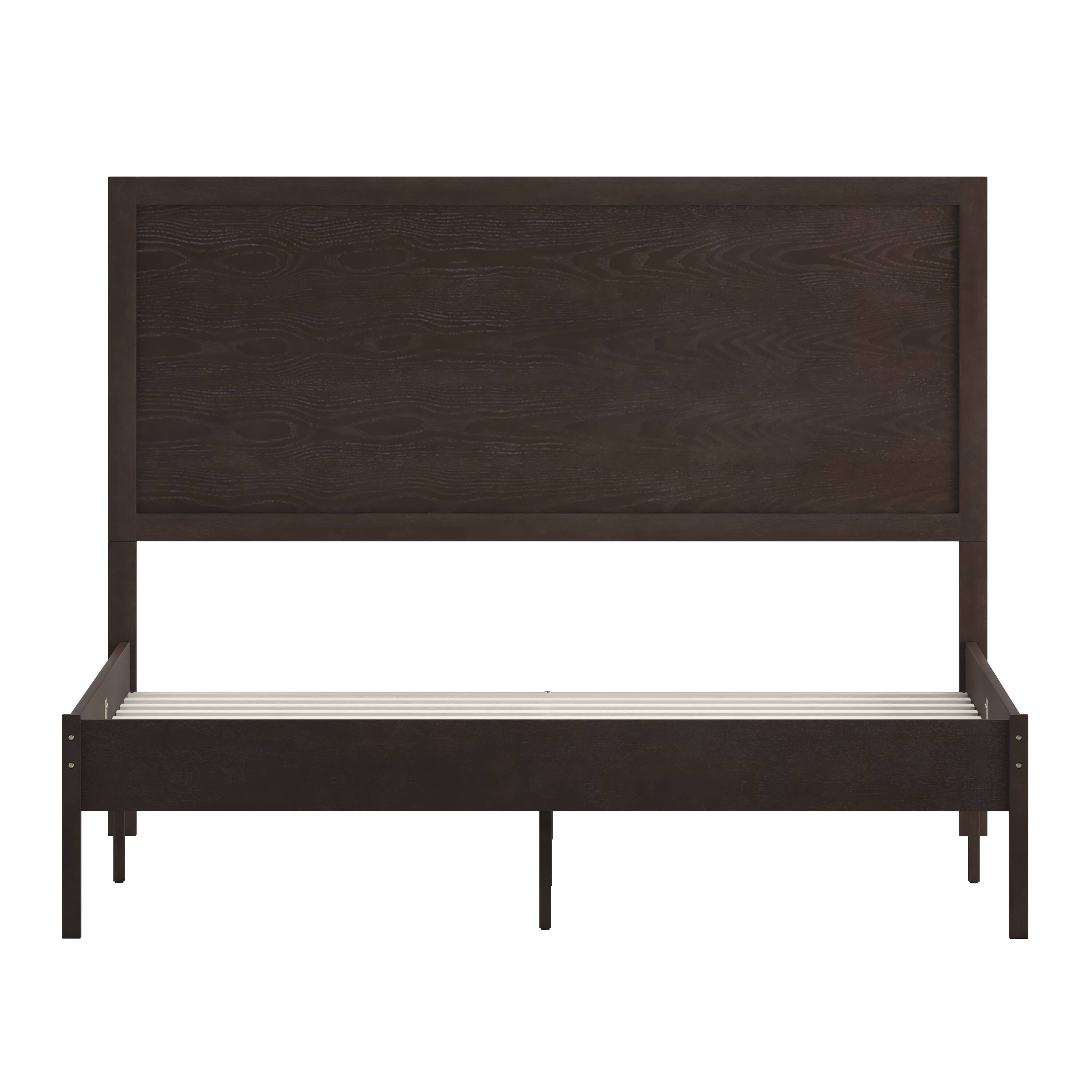 Alt View 9. Emma + Oliver - Ashton Classic Wooden Platform Bed with Headboard - Dark Brown.