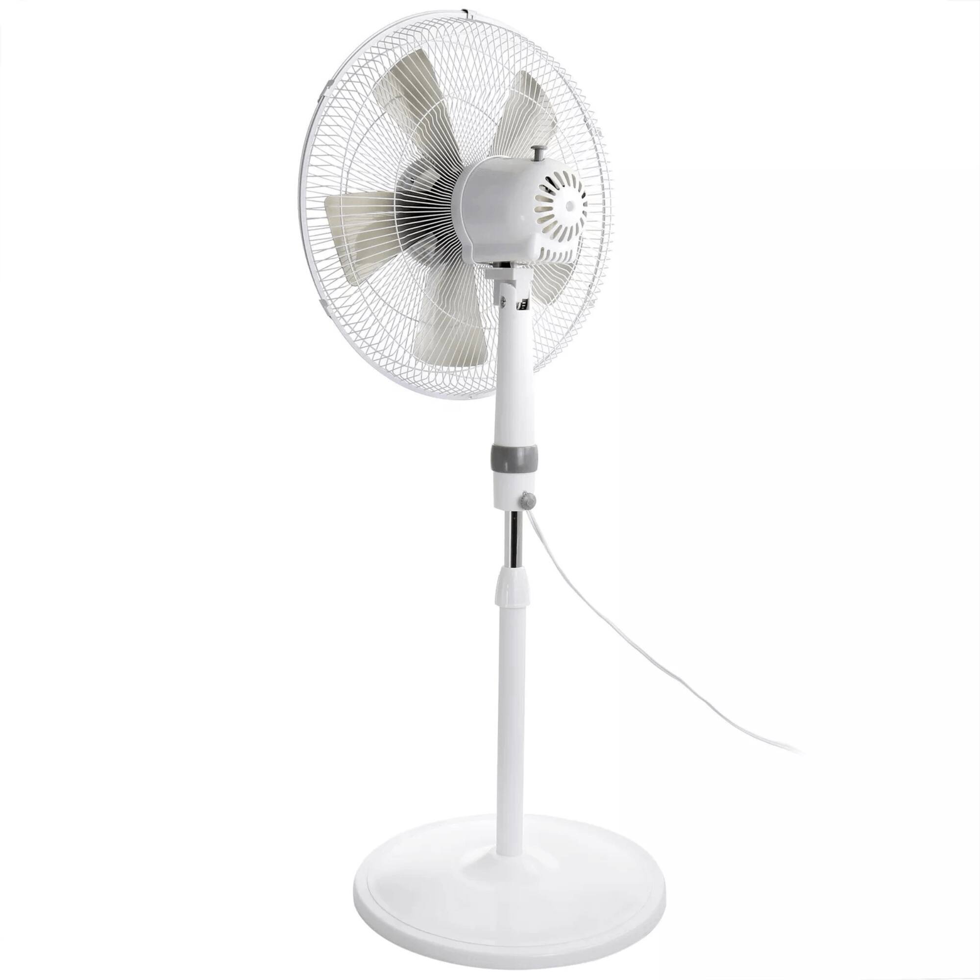 Back. Holmes - Pedestal Stand Floor Fan with Round Base - White.