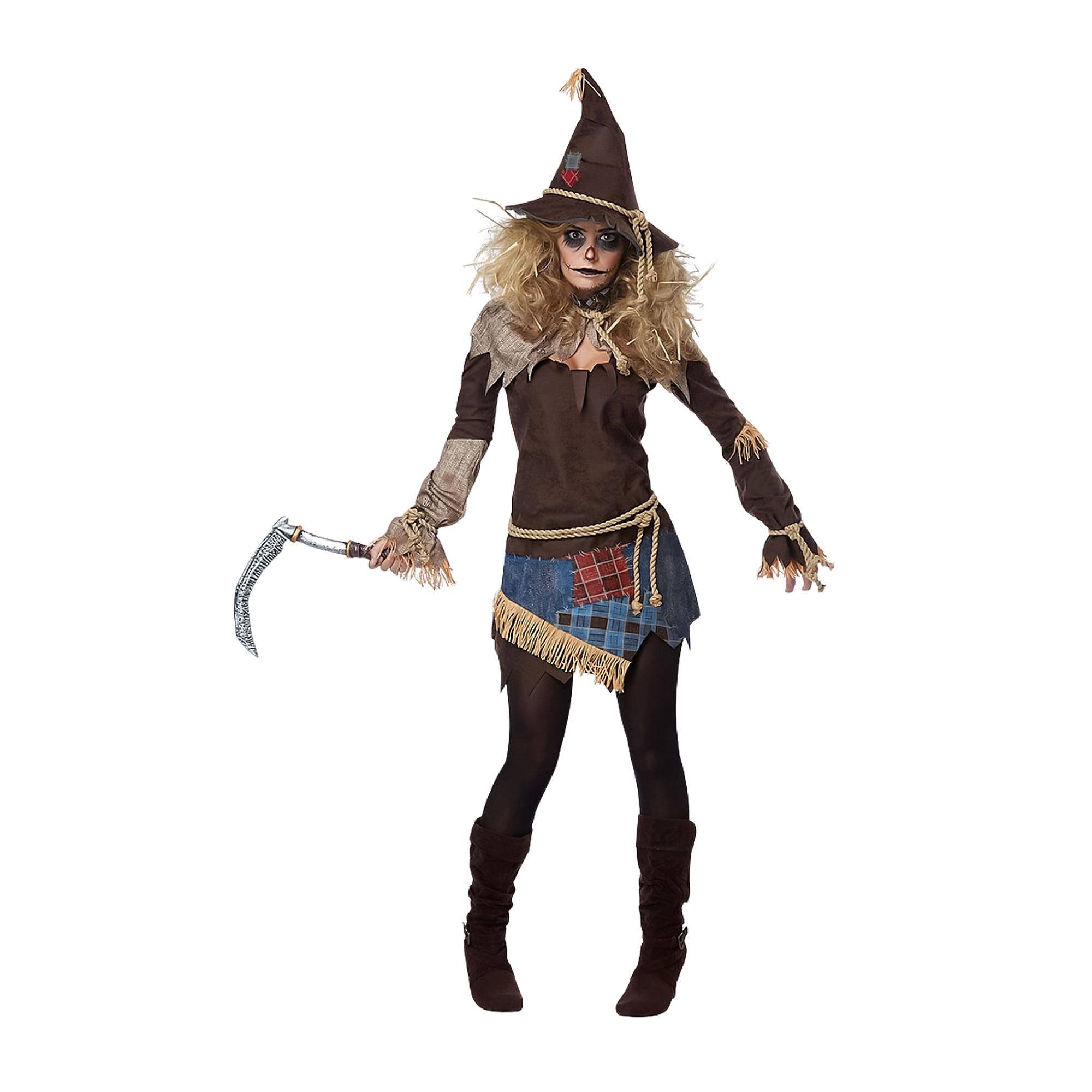 Front. California Costumes - Creepy Scarecrow Adult Costume: X-Large - Brown.