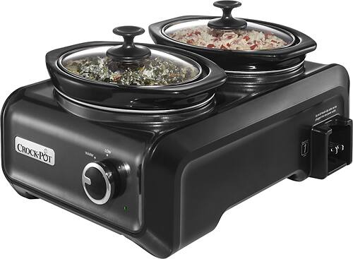 Crock-Pot® - 2-Quart Double-Crock Slow Cooker - Charcoal - Larger Front