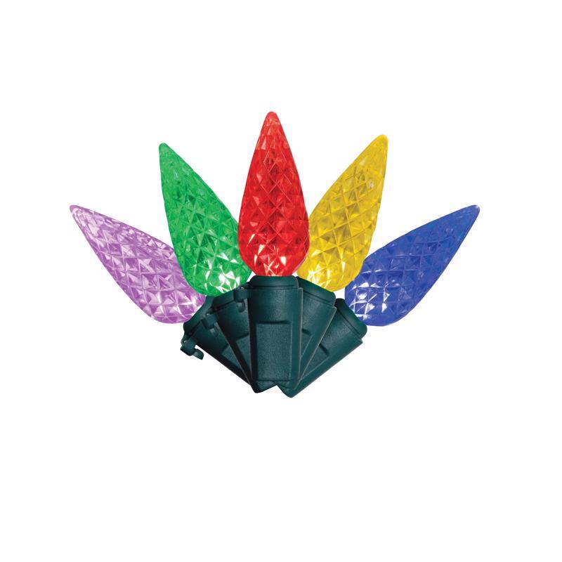 Angle. Celebrations - Celebrations Classic LED C6 Multicolored 300 ct String Christmas Lights 74.5 ft..