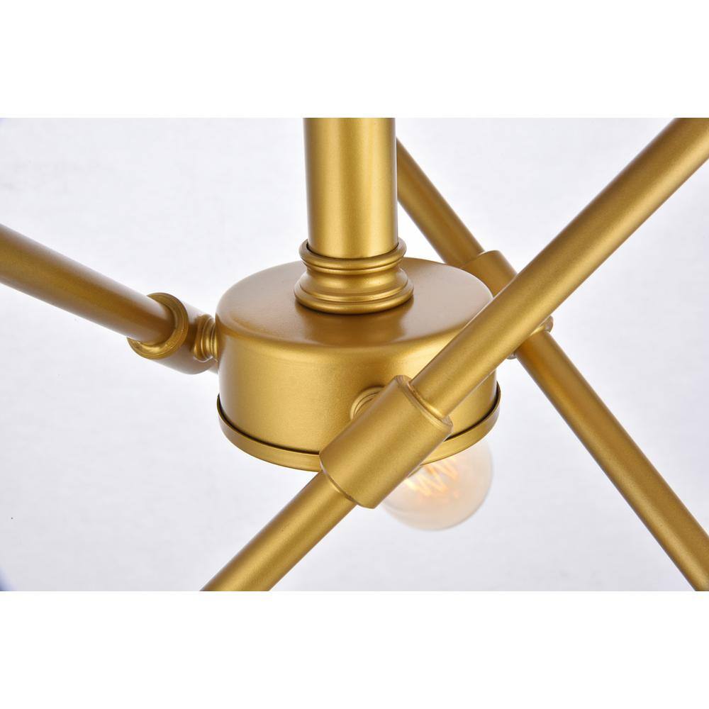 Alt View 2. Living District - Axel 6 Lights Brass Flush Mount - Brass.