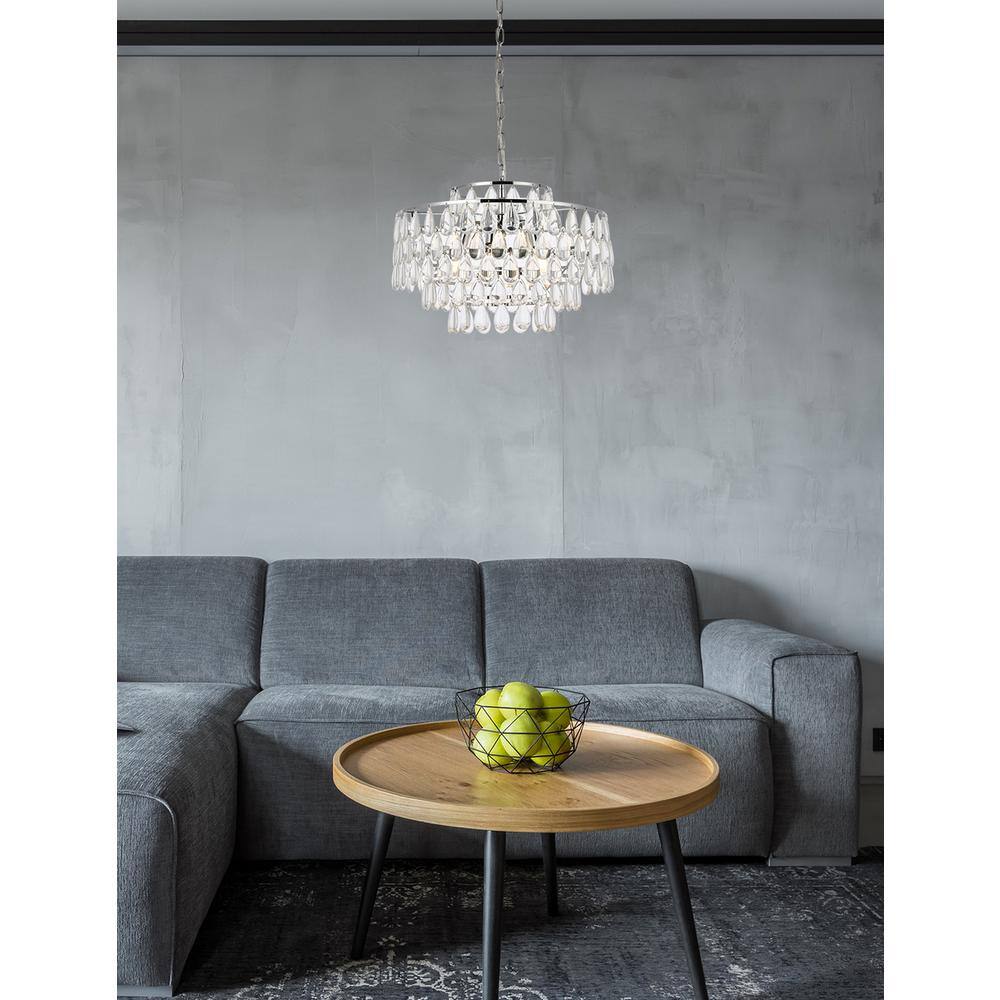 Angle. Elegant Lighting - Mila 20 inch pendant in chrome - Chrome.