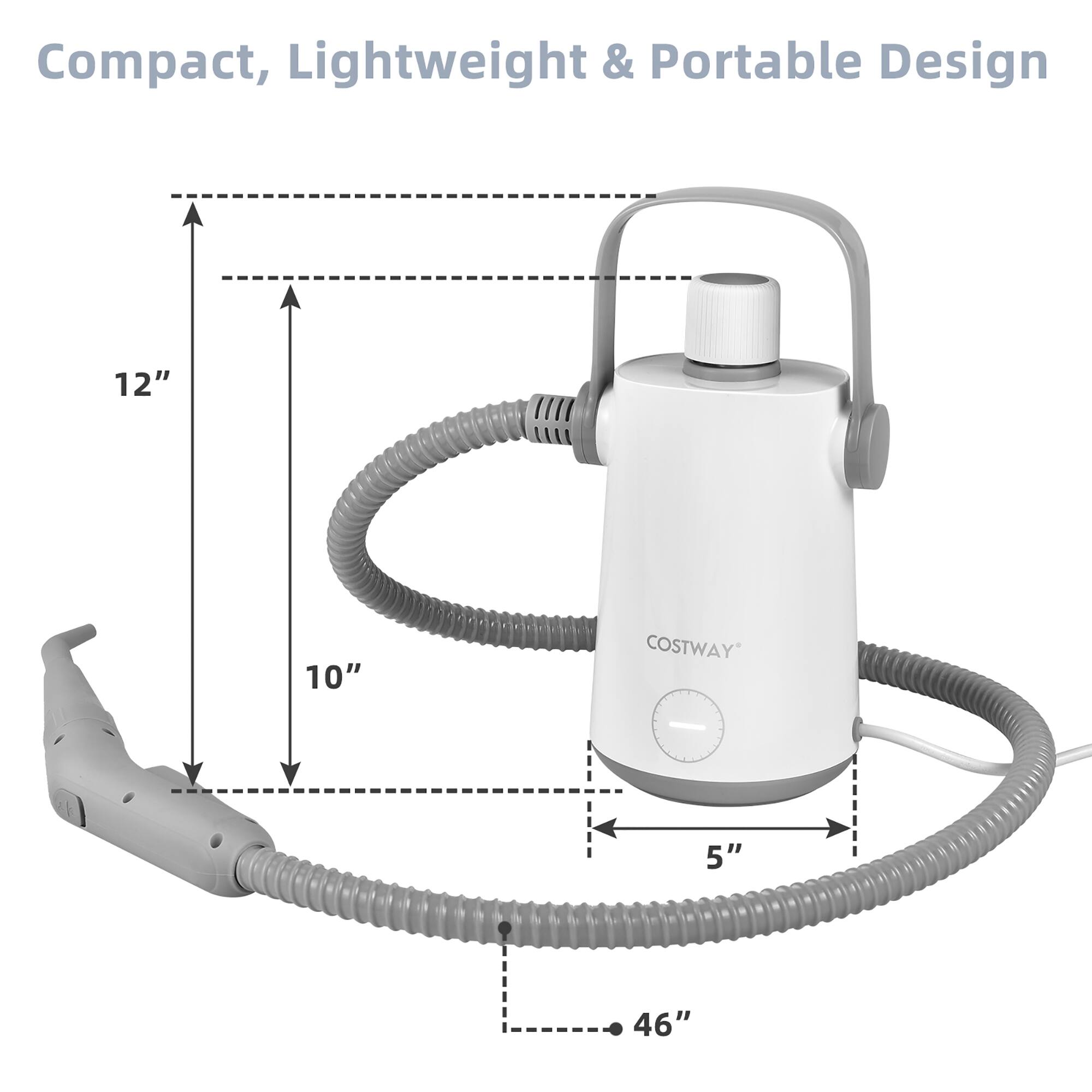 Compact, Lightweight & Portable Design

- Height: 12"
- Width: 10"
- Depth: 5"
- Total Length: 46"