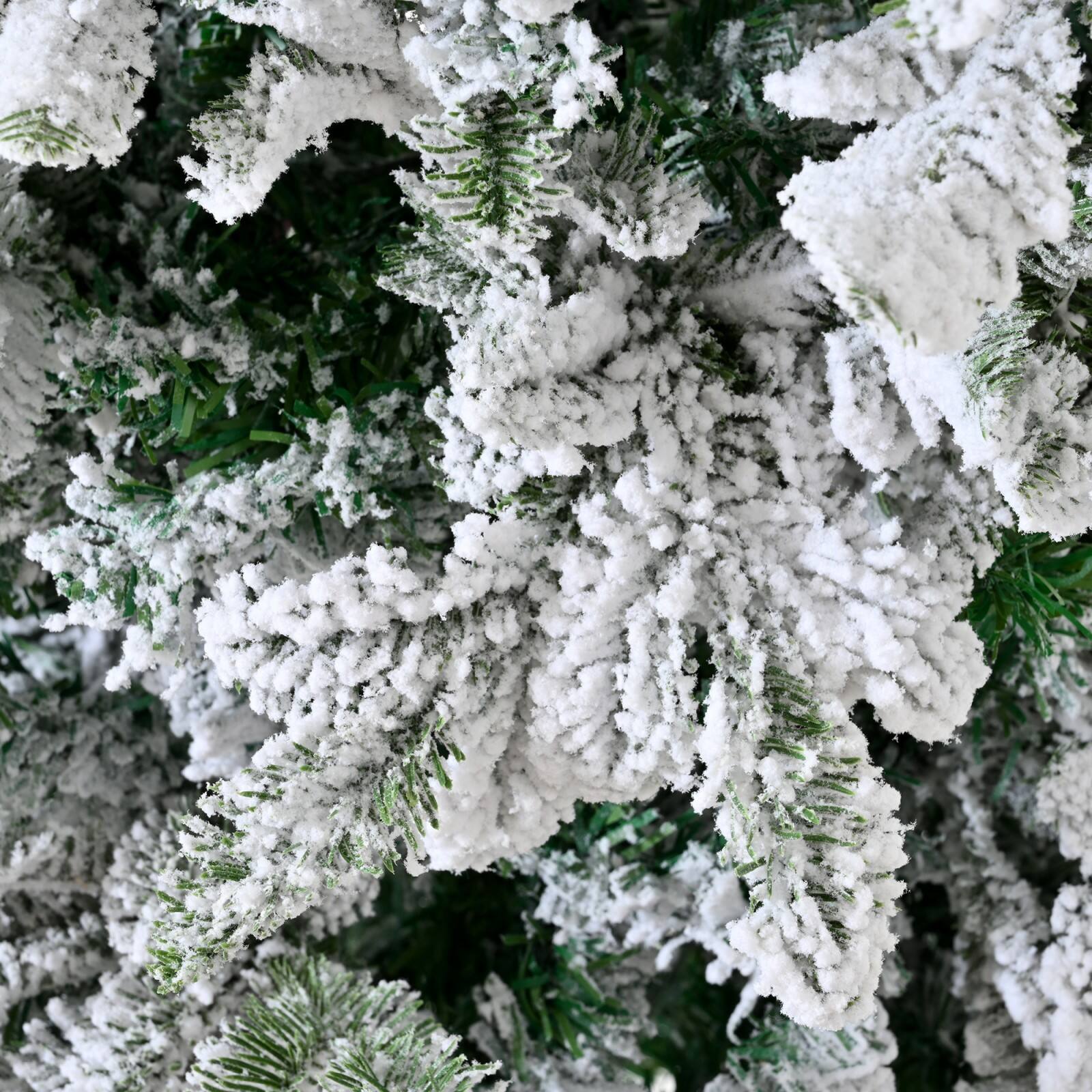 Alt View 4. Ecooso - Snow Flocked 8FT PE PVC Mixed Christmas Tree Hinged Xmas Tree - White.