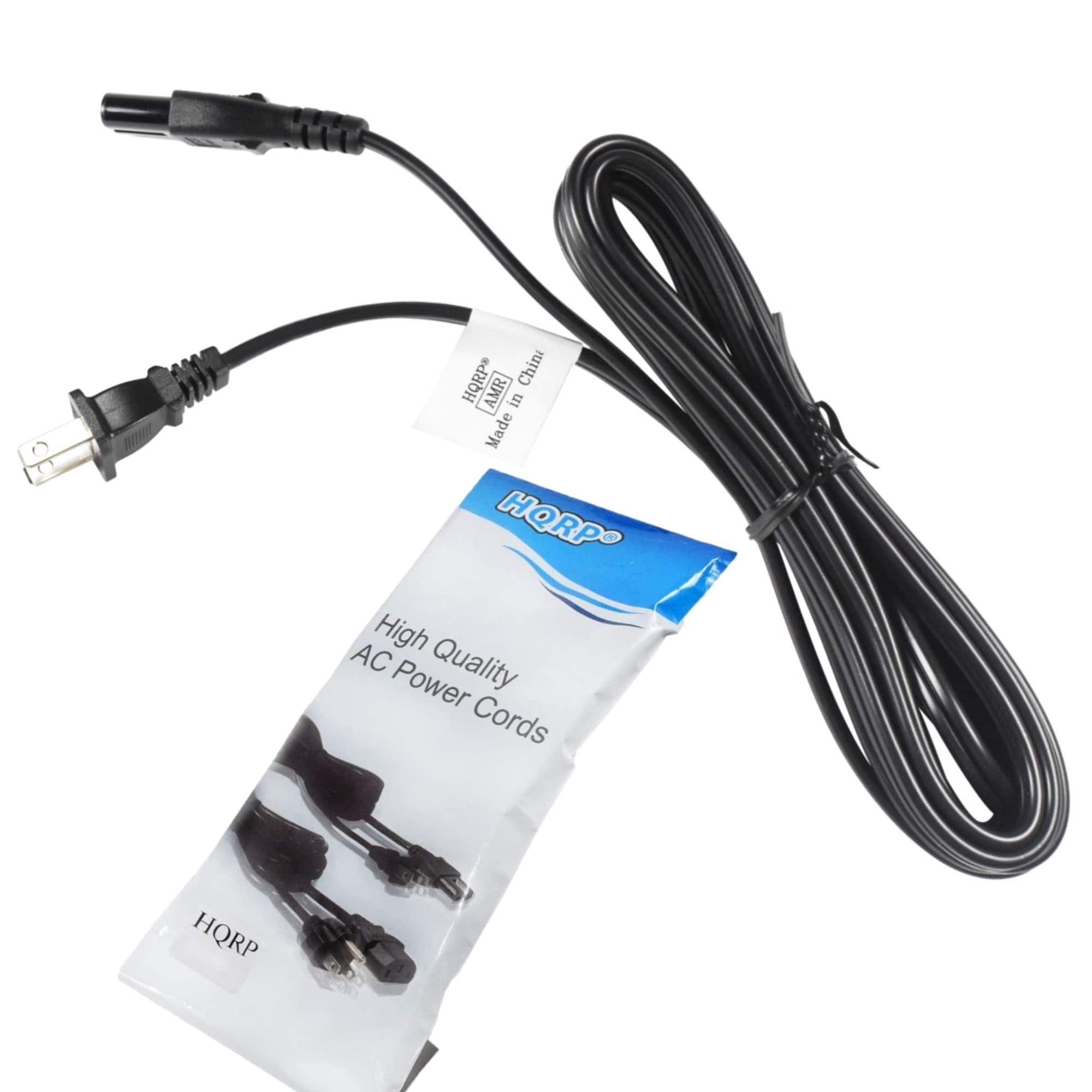 HQRP - 10 ft Figure-8 AC Power Cord 18 AWG UL Listed - Compatible with Samsung UN32EH5000F UN40EH5000F - Black