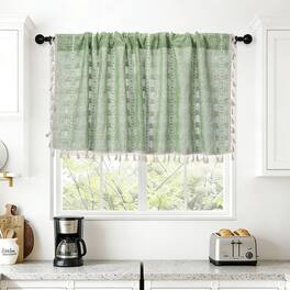 Unique Bargains - Curtain Valances, 18"x52" Semi Sheer Rod Pocket for Small Windows Living/Bed/Bath/Kitchen, Set of 1 Panel - Light Green