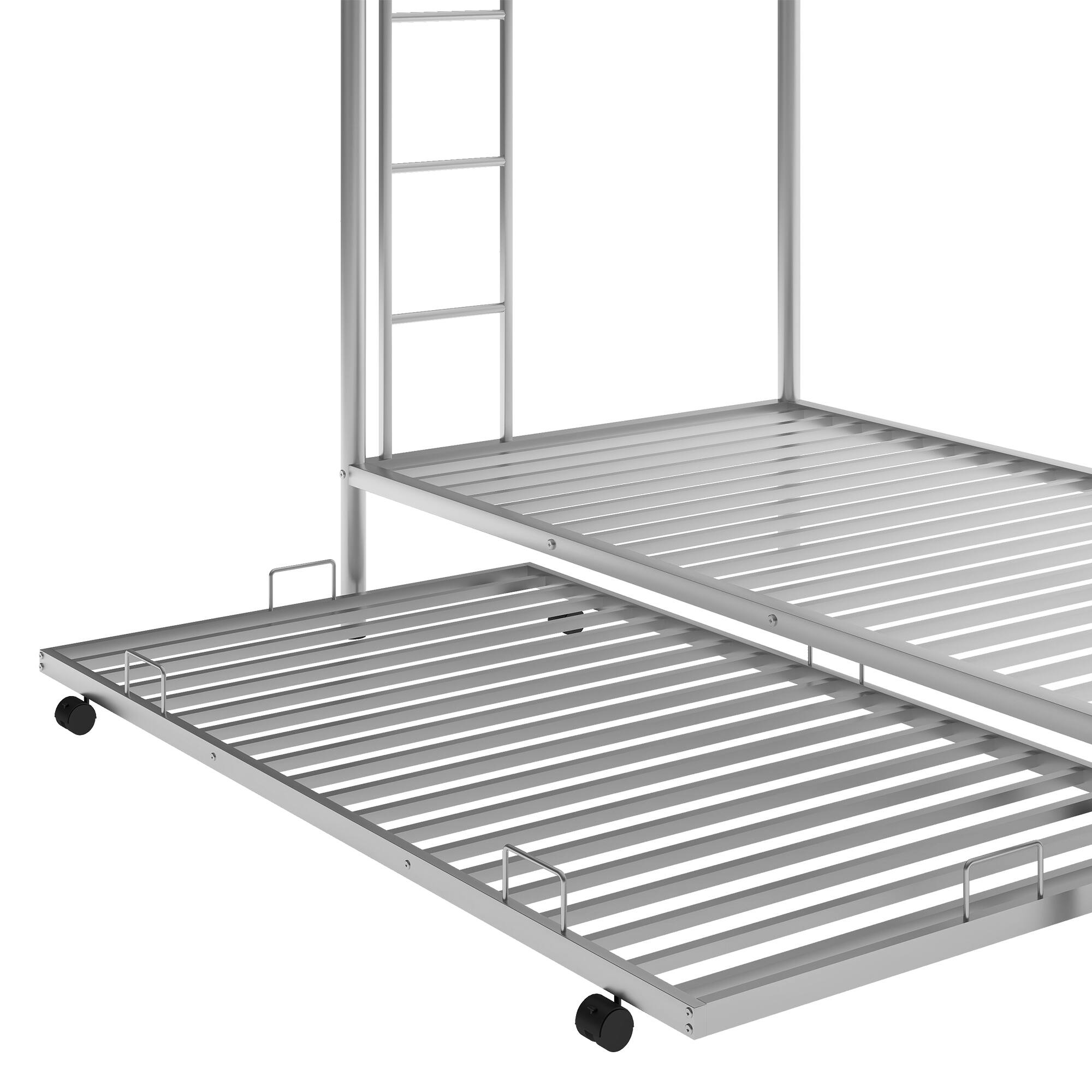 Alt View 8. GOODSILO - Twin over Twin Bunk Bed with Trundle - Silver.