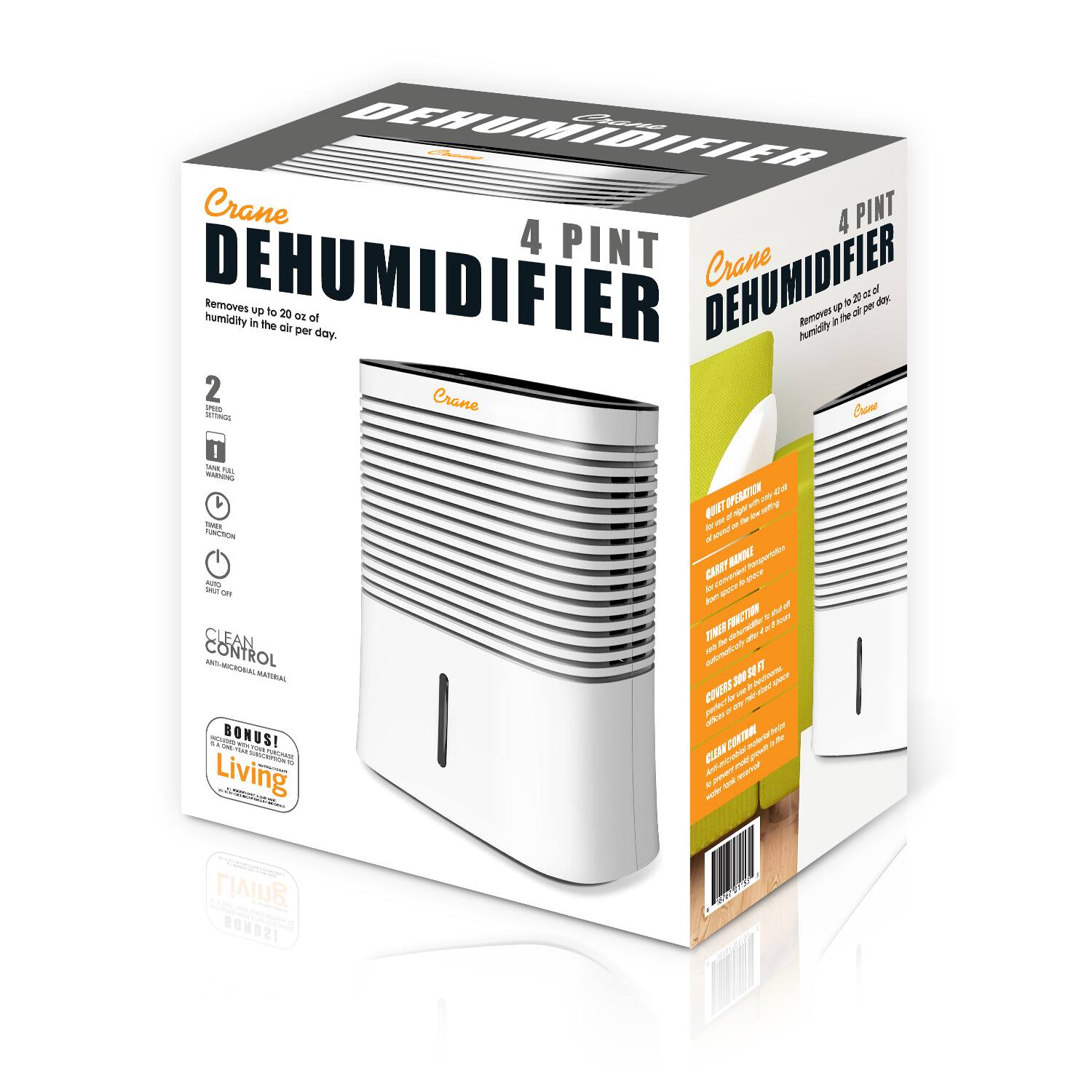 Alt View 13. CRANE - 4 Pint Dehumidifier - White.