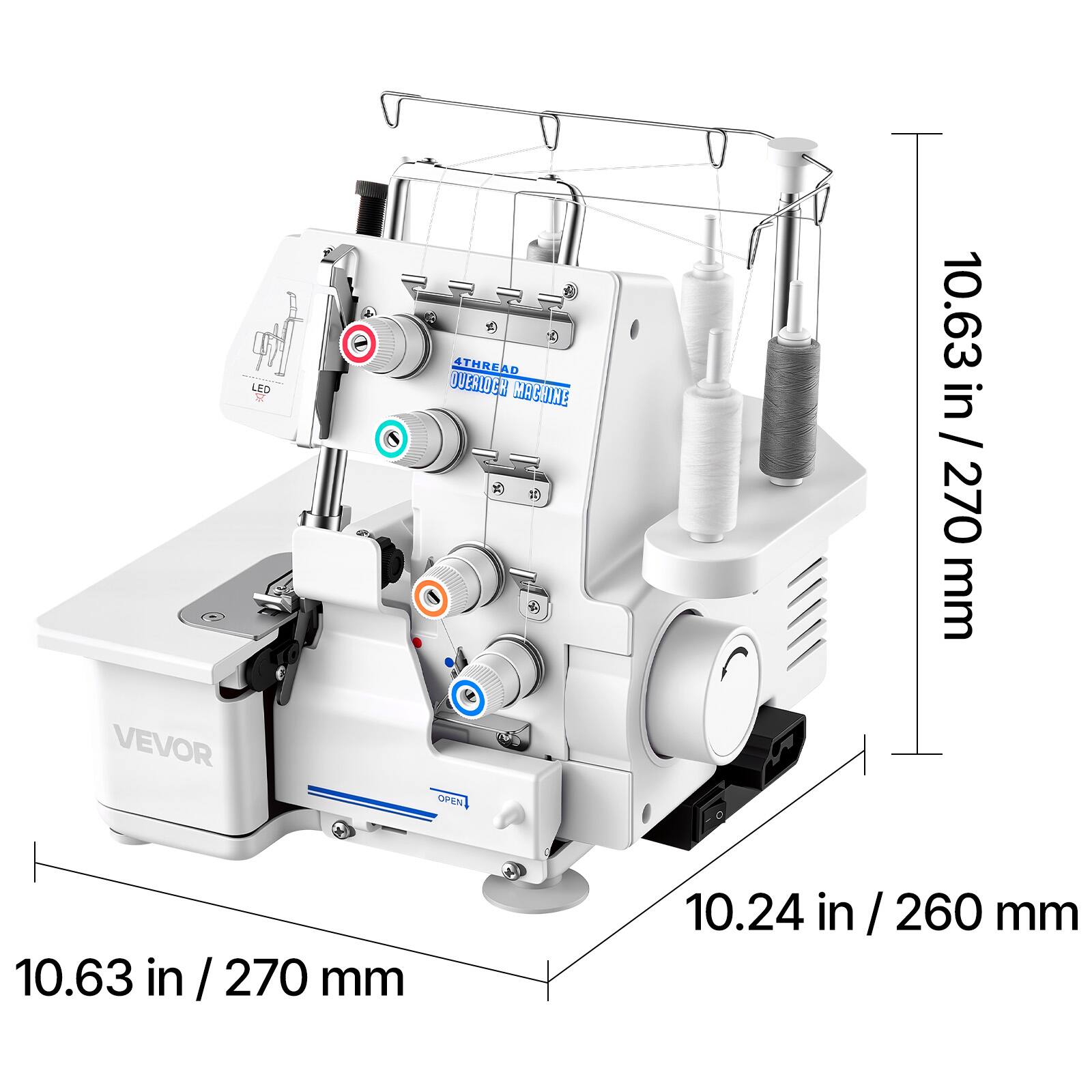 VEVOR Serger Overlock Sewing Machine, 1250 Stitches Per Minute, 3
