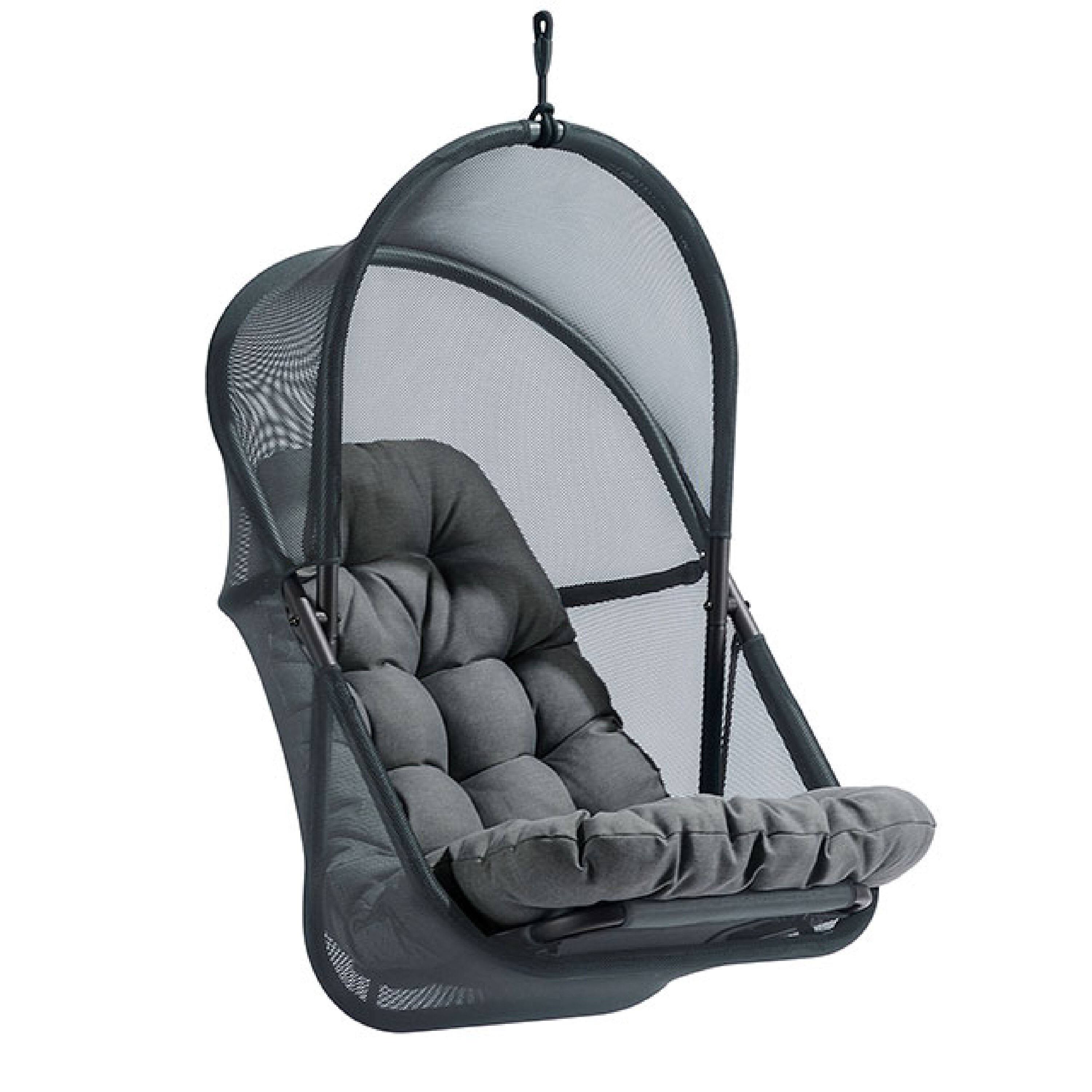 Alt View 2. Manhattan Lane - Bery Outdoor Swing Chair with Foldable Stand, Dark Gray Cushion - Black, Dark Gray.