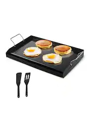 Front. VEVOR - Carbon Steel Griddle, 24x16 inch Universal Flat Top Rectangular Plate, Gas Grill Griddle for BBQ Grill, Teppanyaki - Black.