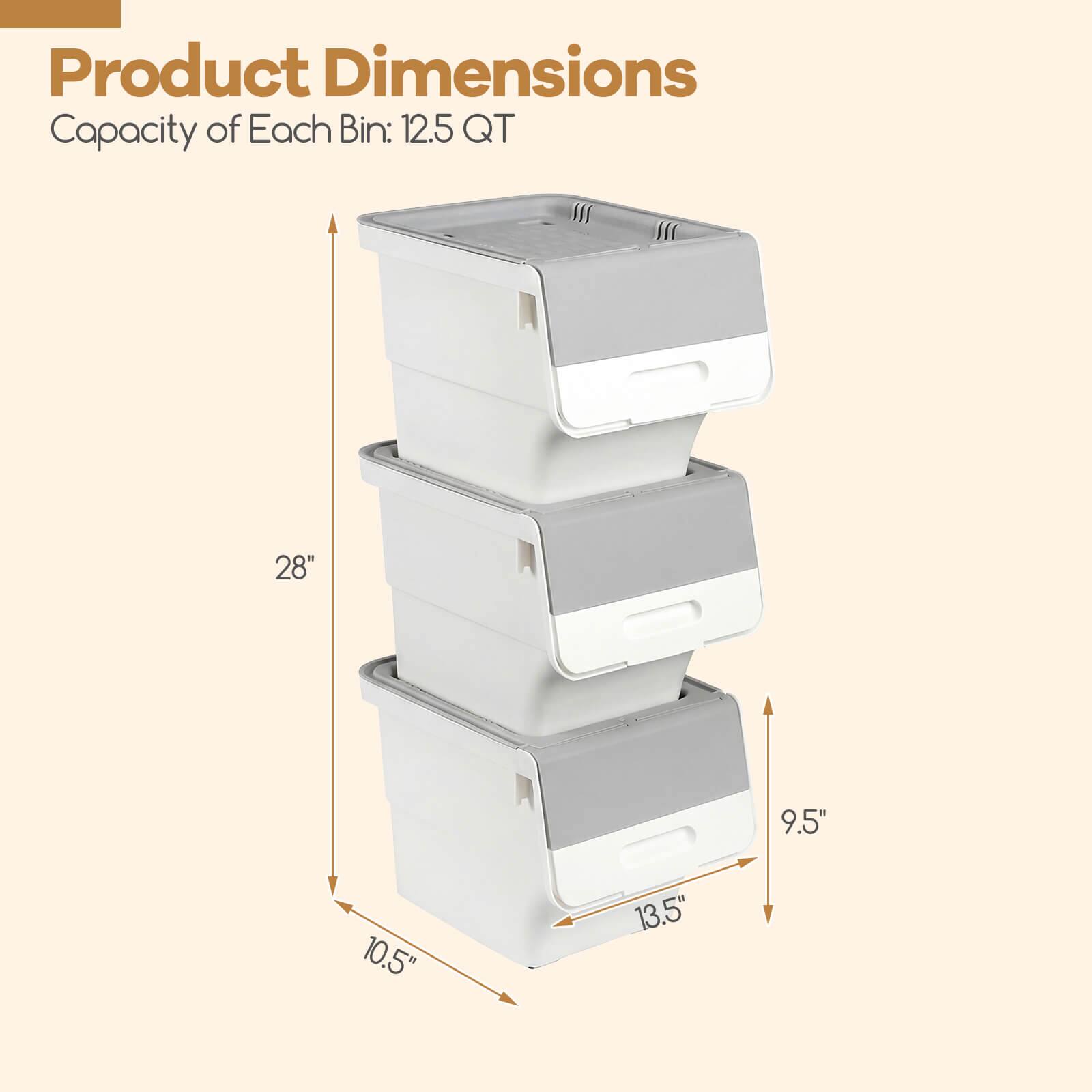 Product Dimensions  
Capacity of Each Bin: 12.5 QT  
28" x 9.5" x 10.5" x 13.5"