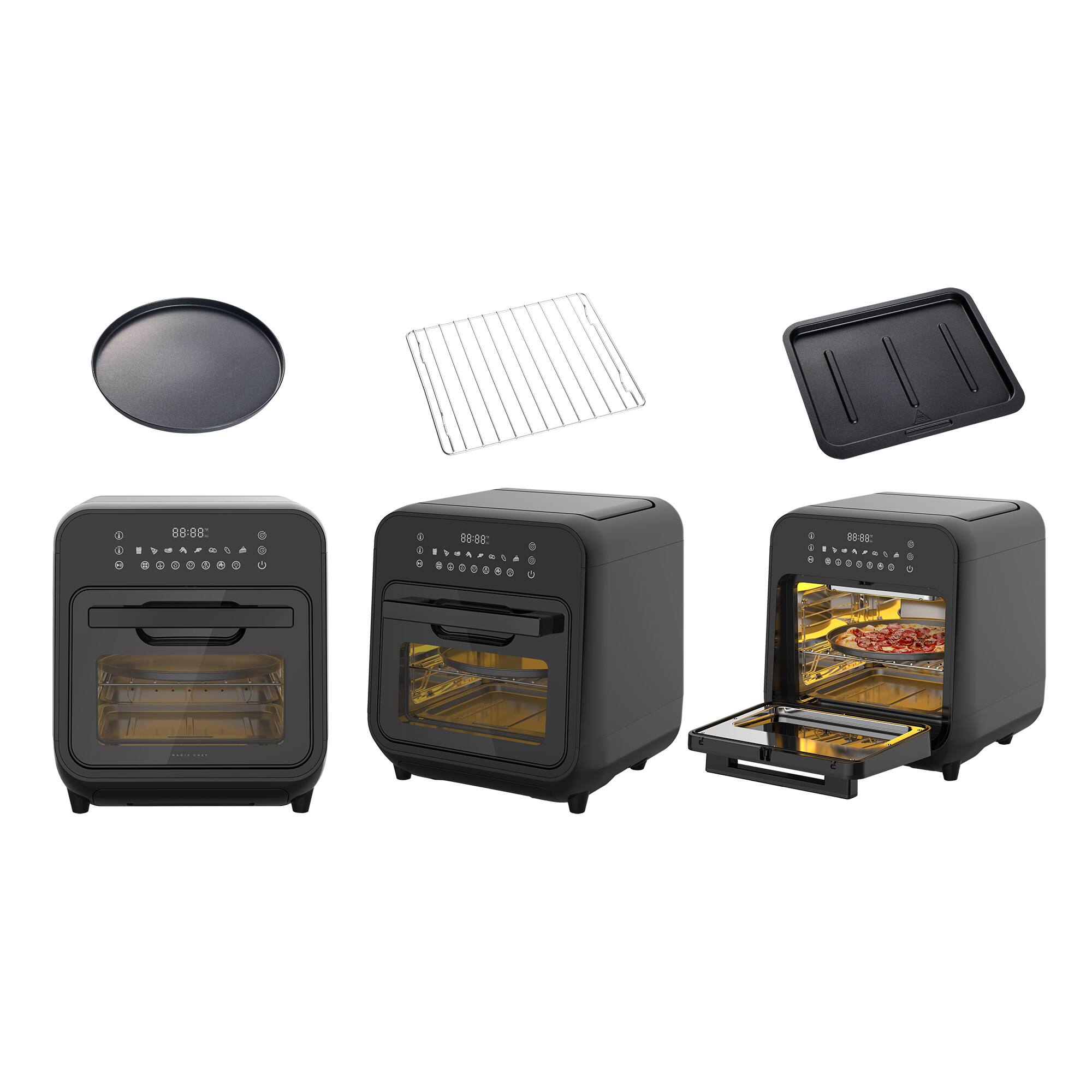 Magic Chef 15.9 qt. 3 in 1 Air Fryer Oven with Steam Black