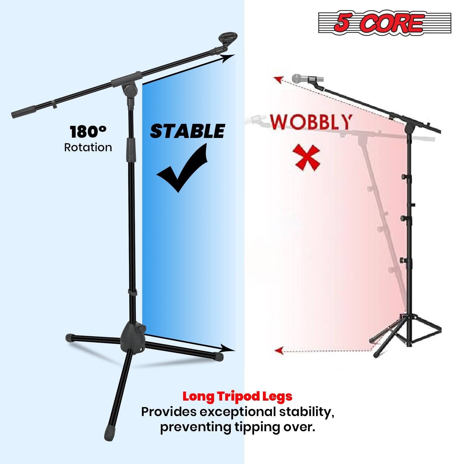 5 CORE, 180 Rotation, STABLE, WOBBLY, Long Tripod Legs, Provides exceptional stability, preventing tipping over.