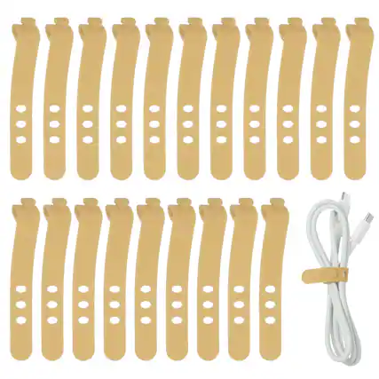 Front. Unique Bargains - 20pcs Silicone Cable Ties, 3-Hole Reusable Rubber Cord Tie, Adjustable, Locking Buckle, Multi Purpose Strap.