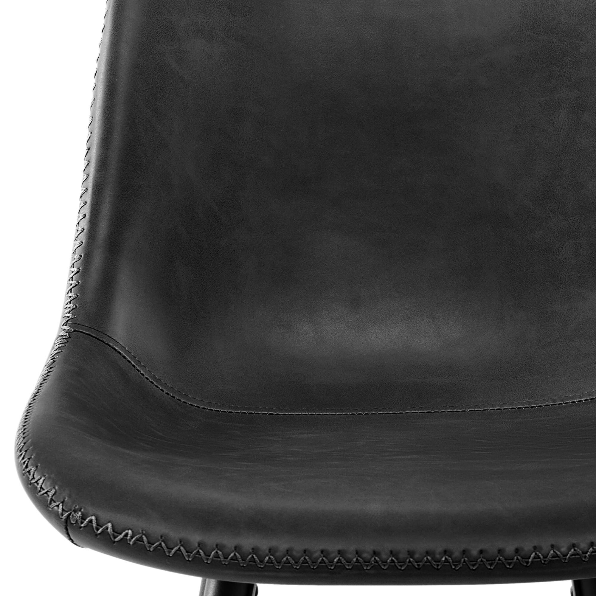 Alt View 5. KERDOM - 24/28'' H Bar Stools Set of 3, Waterproof PU Leather Armless Kitchen Island High Chair Counter Stool, Rubber Foot Pad - Black - 24‘’ Height.
