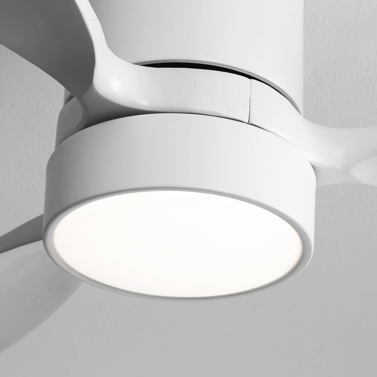 Alt View 5. Sofucor - Smart 52” Wood Flush Mount Ceiling Fans w/ Remote Quiet DC Motor Ultra Low Profile Ceiling Fan works with Alexa WIFI APP - White.