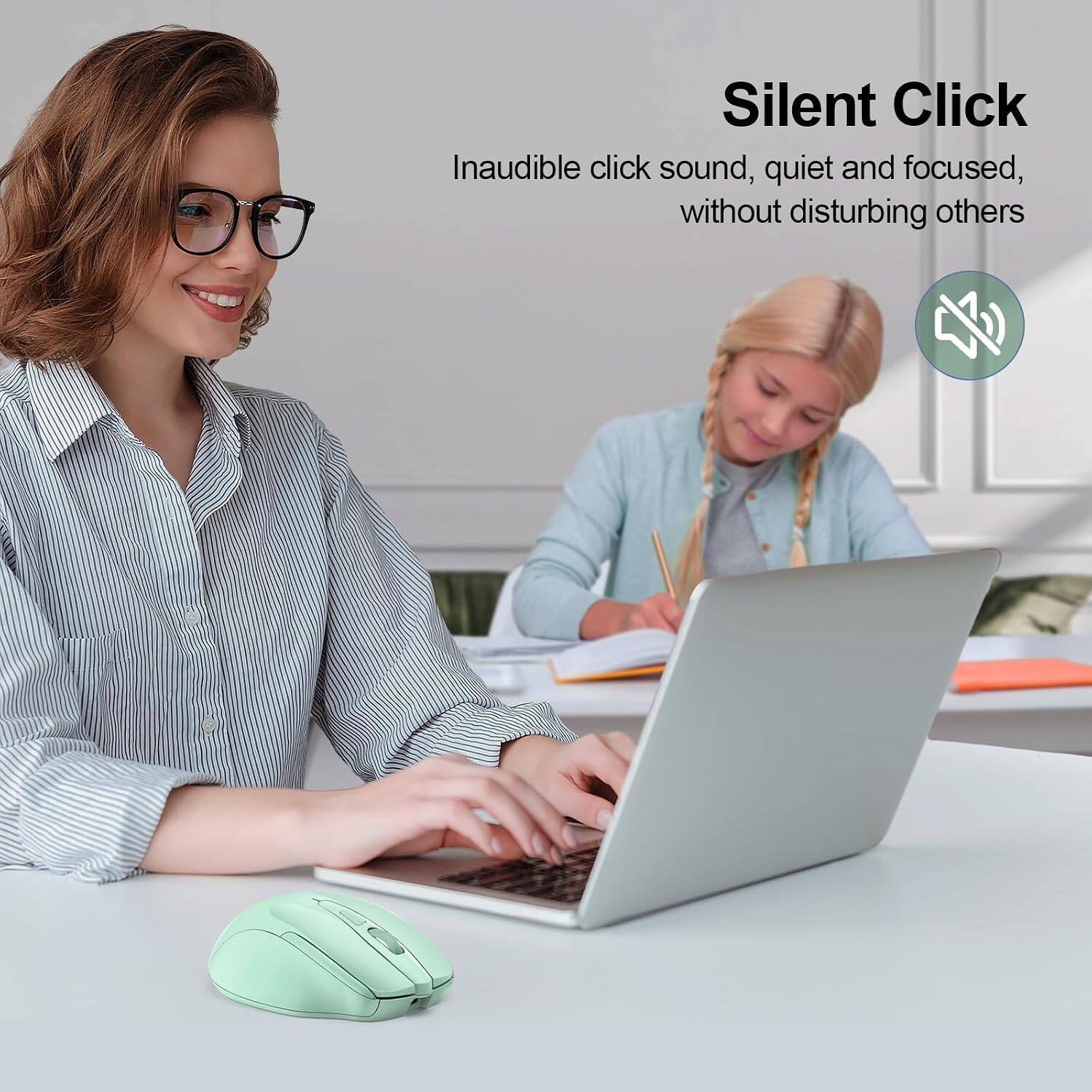 Silent Click  
Inaudible click sound, quiet and focused, without disturbing others