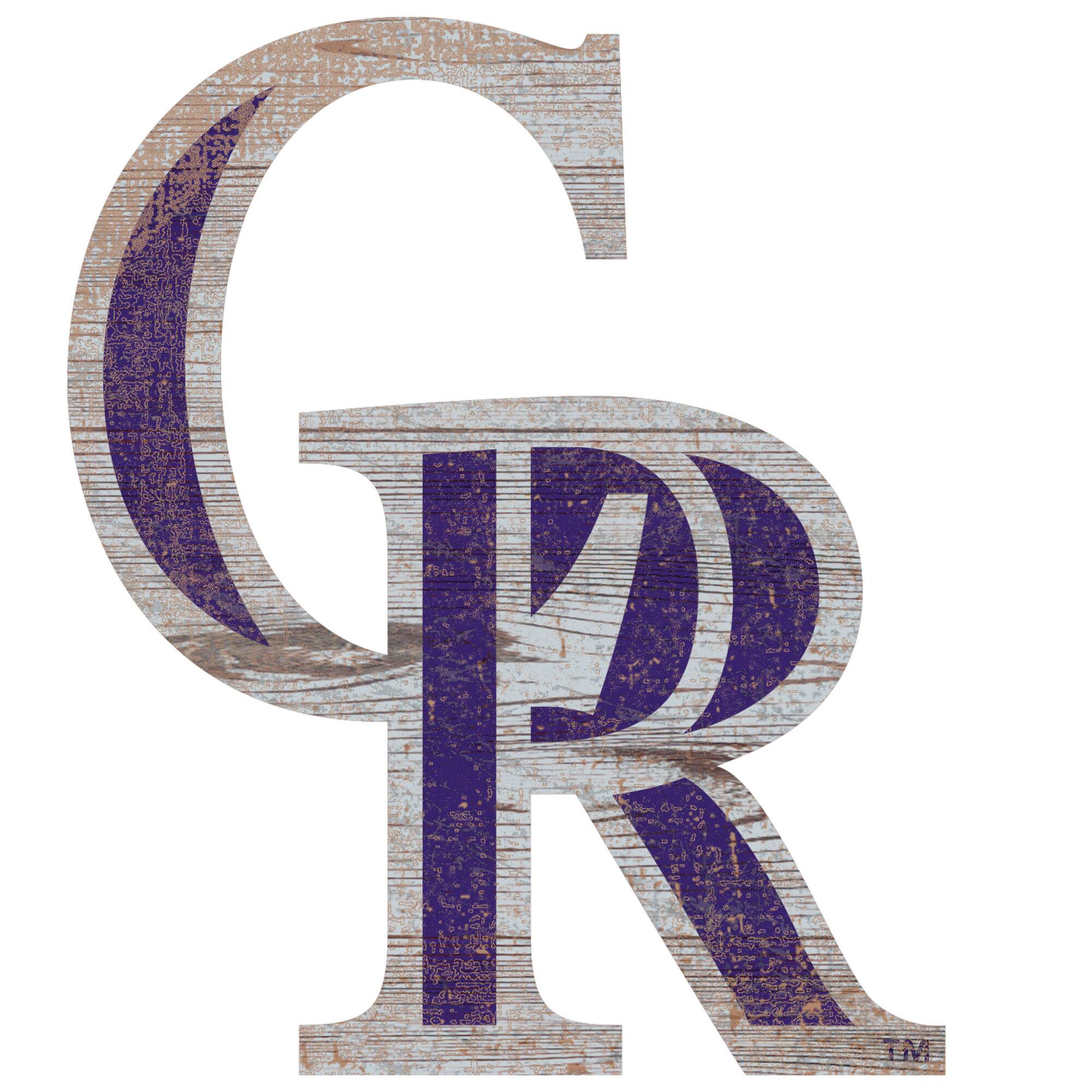 Front. Fan Creations - Colorado Rockies Distressed Logo Cutout Sign - Multicolor.