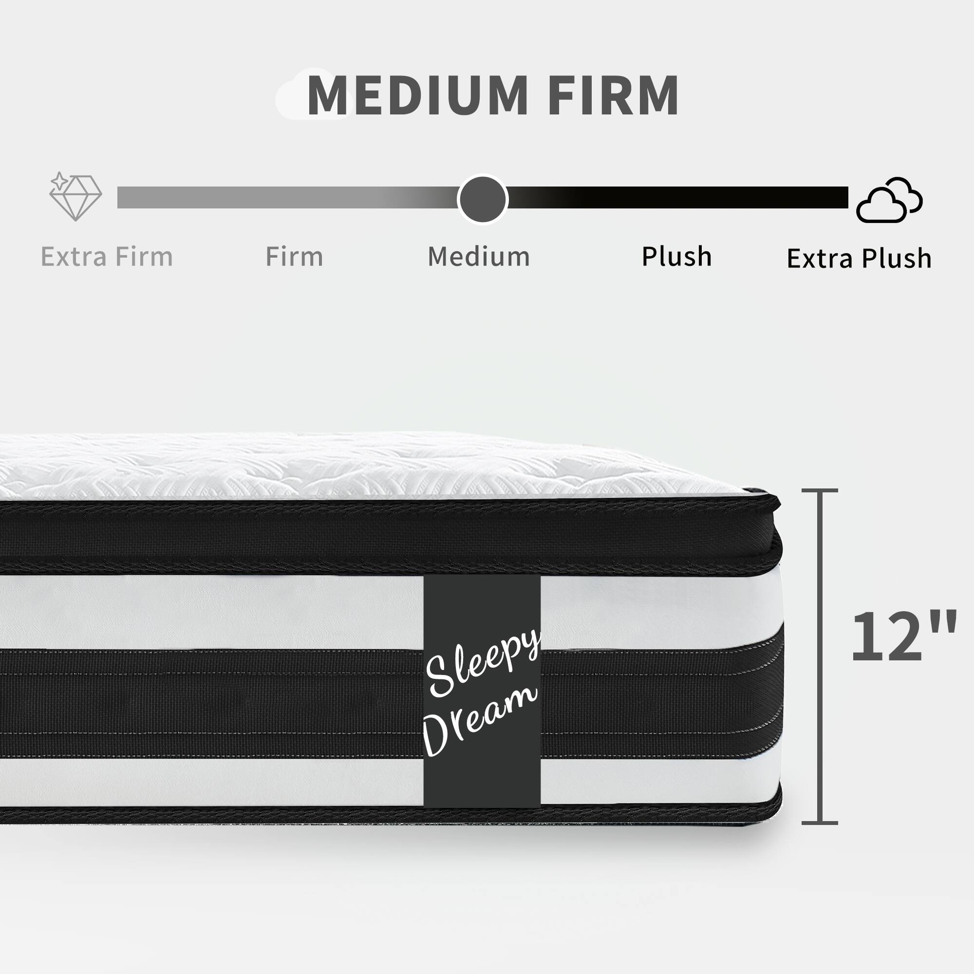 MEDIUM FIRM

Extra Firm Firm Medium Plush Extra Plush

Sleepy Dream

12"