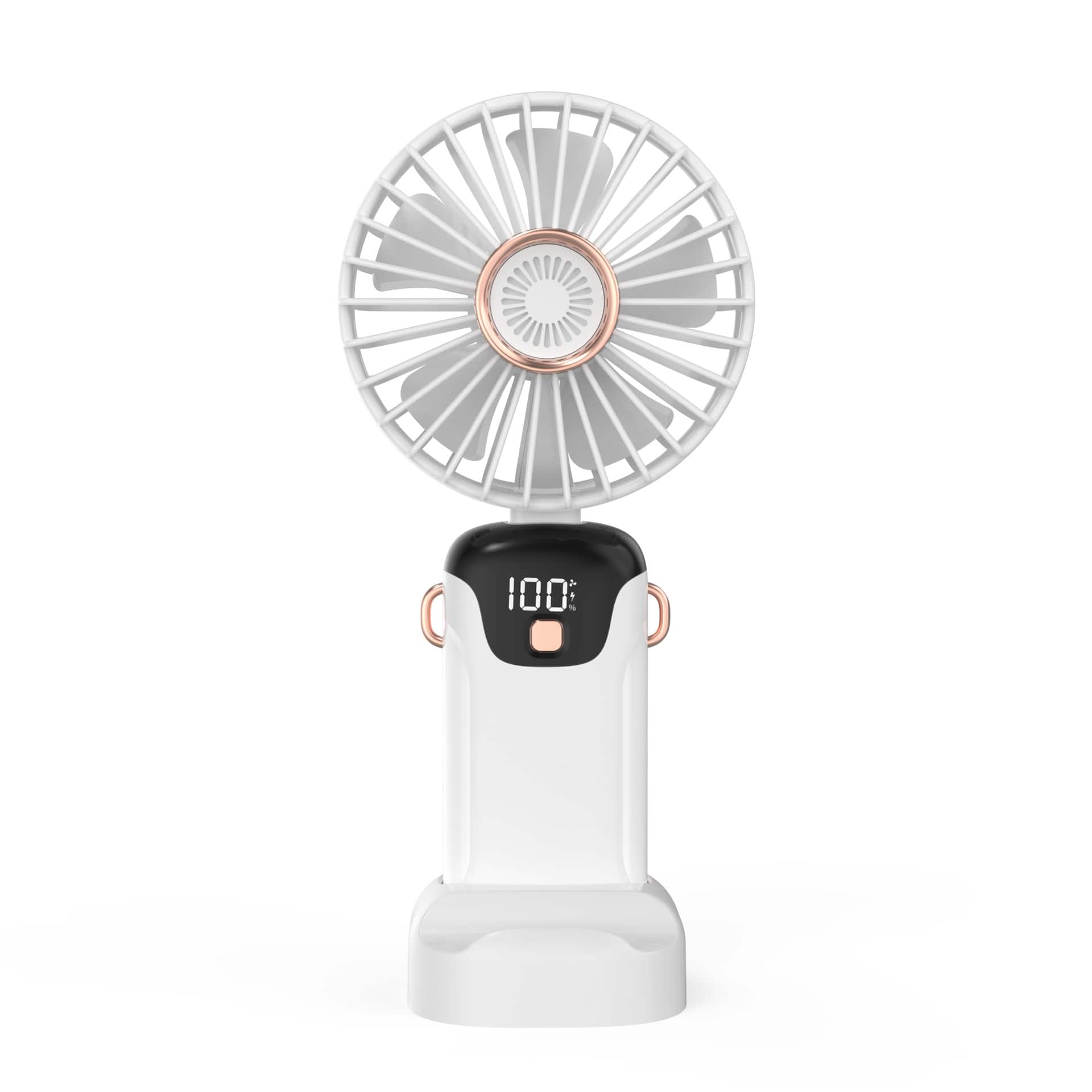 Cluzine - Mini Handheld Portable Fan with 5 Speeds, Digital Display, Rechargeable, Portable for Travel & Office