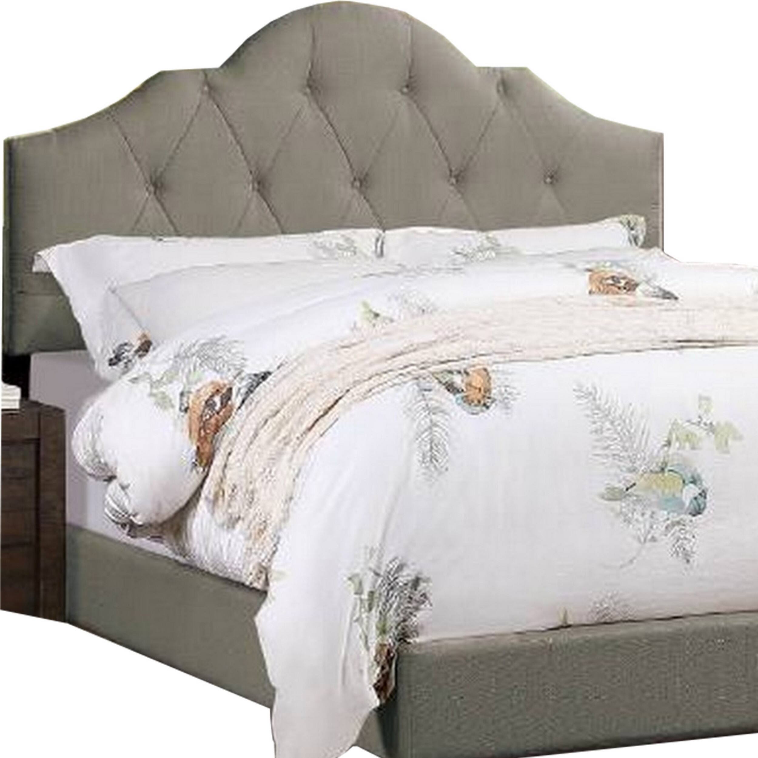 Alt View 1. Manhattan Lane - Eni Upholstered Full Size Bed, Tufted Adjustable Headboard, Gray Fabric - Gray.